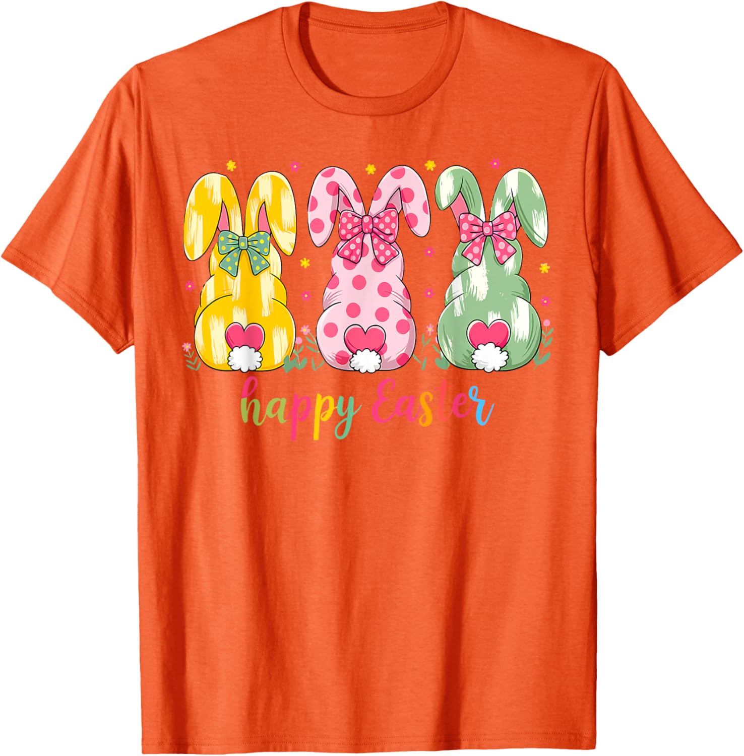 Happy Easter Cute Pink Coquette Bow Flower Bunny Rabbit T-Shirt