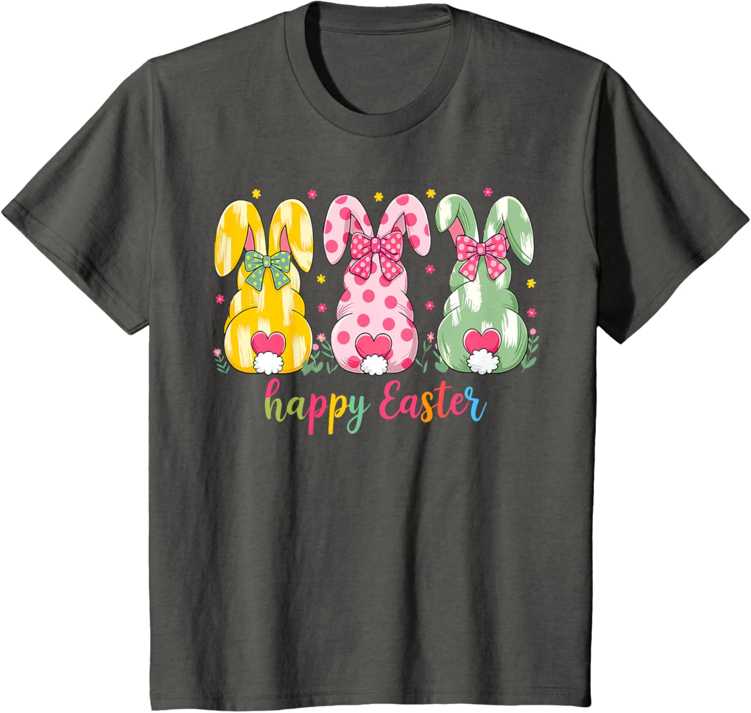 Happy Easter Cute Pink Coquette Bow Flower Bunny Rabbit T-Shirt