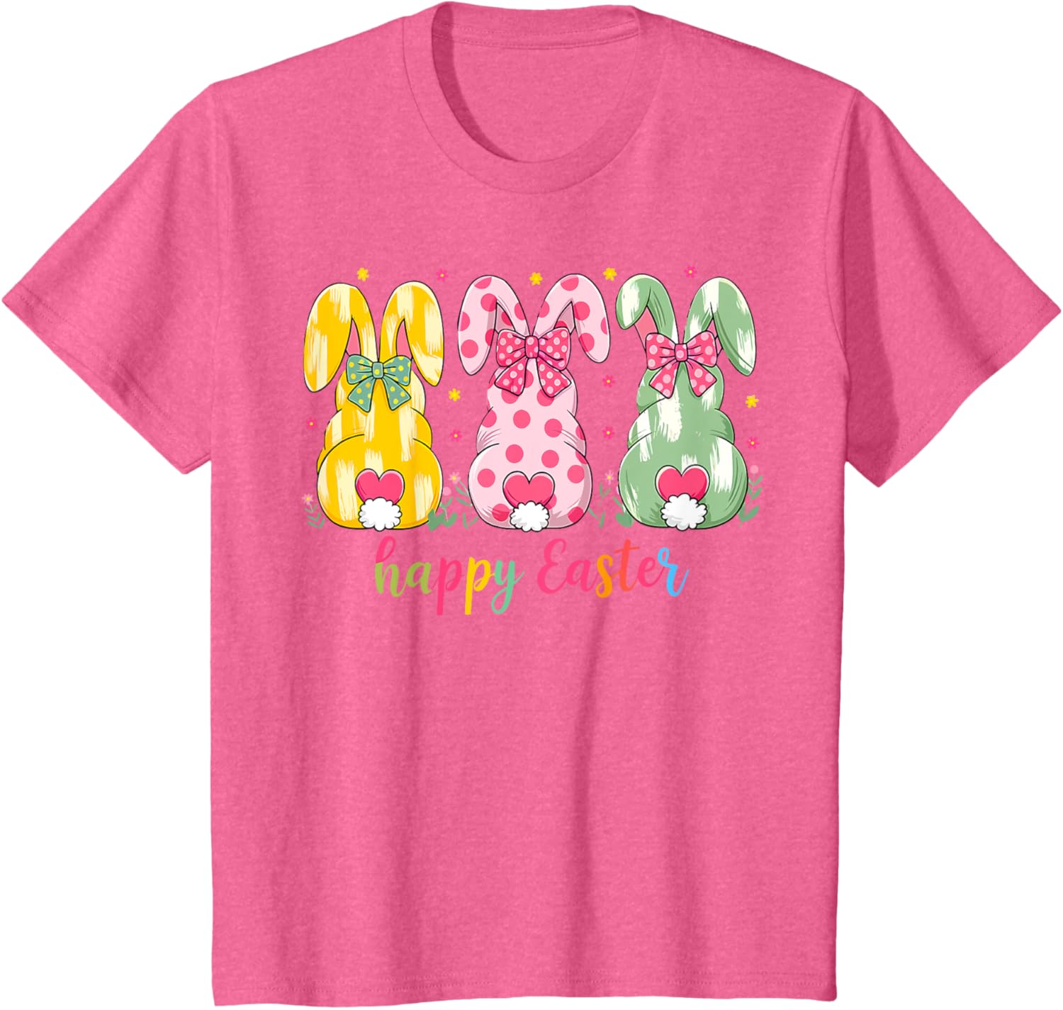 Happy Easter Cute Pink Coquette Bow Flower Bunny Rabbit T-Shirt