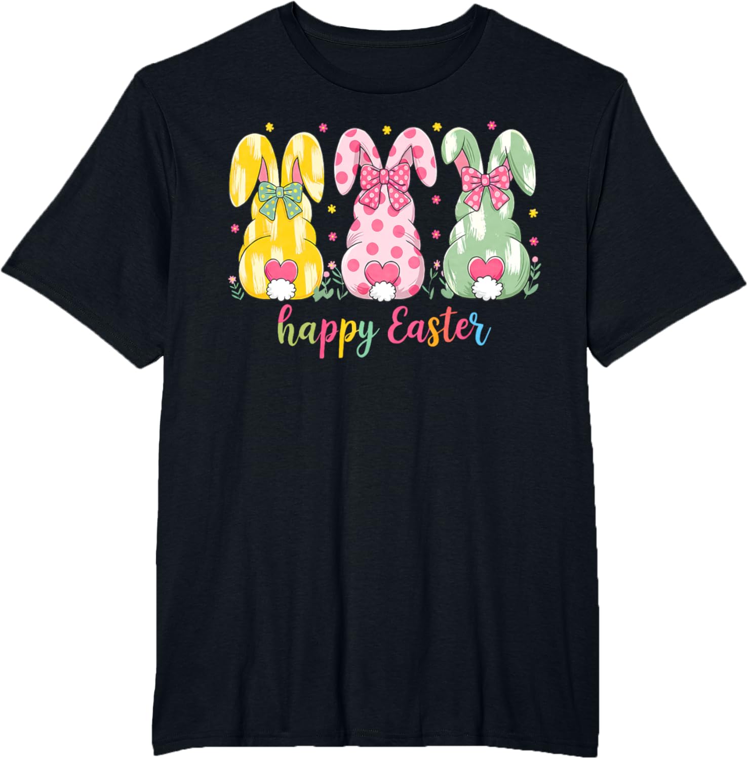 Happy Easter Cute Pink Coquette Bow Flower Bunny Rabbit T-Shirt