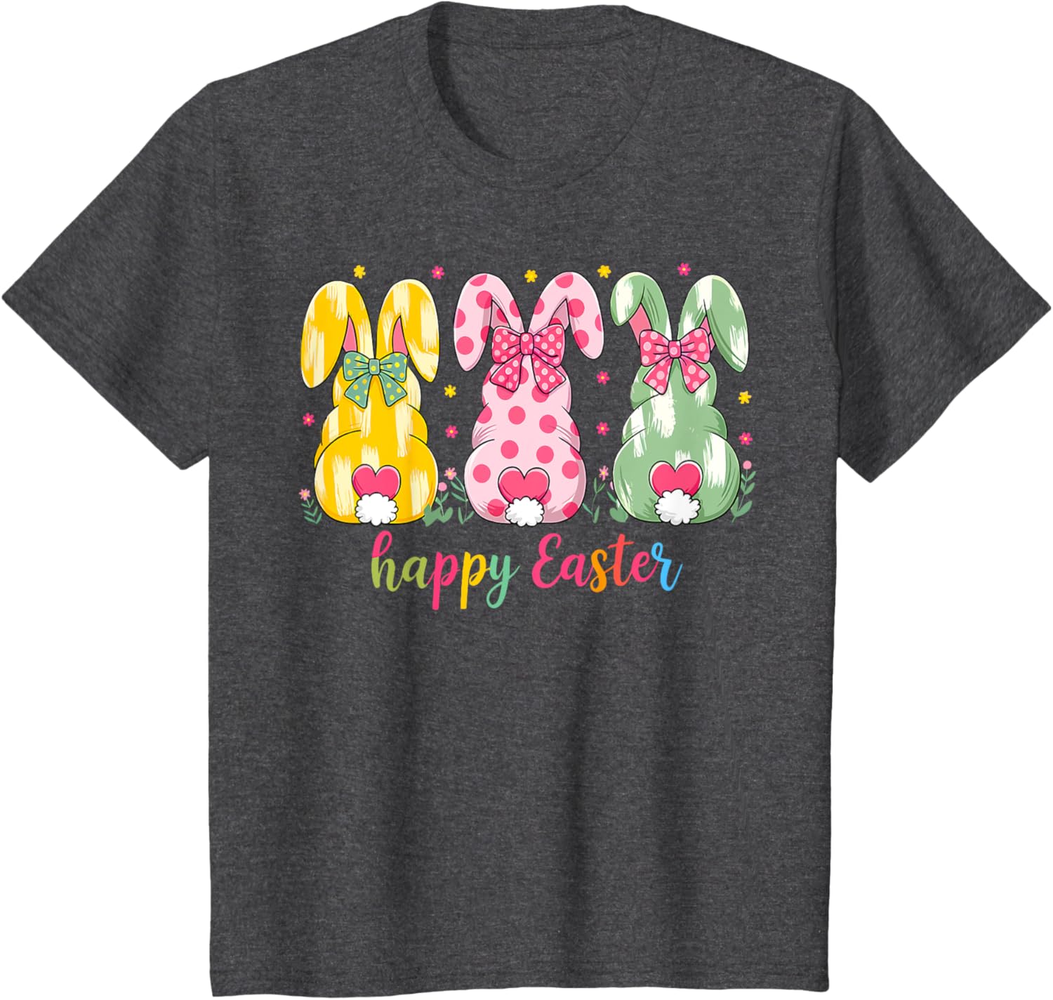 Happy Easter Cute Pink Coquette Bow Flower Bunny Rabbit T-Shirt