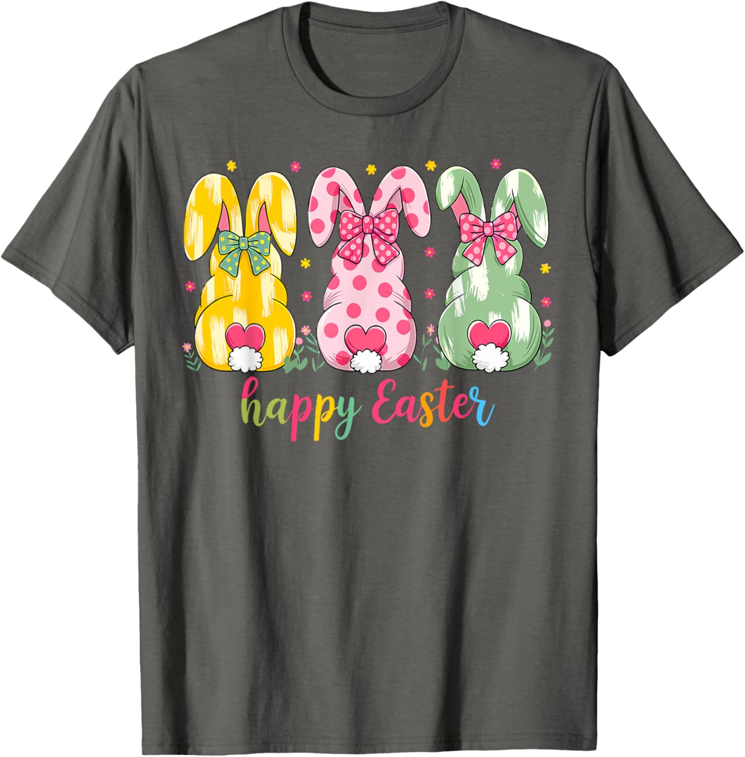 Happy Easter Cute Pink Coquette Bow Flower Bunny Rabbit T-Shirt