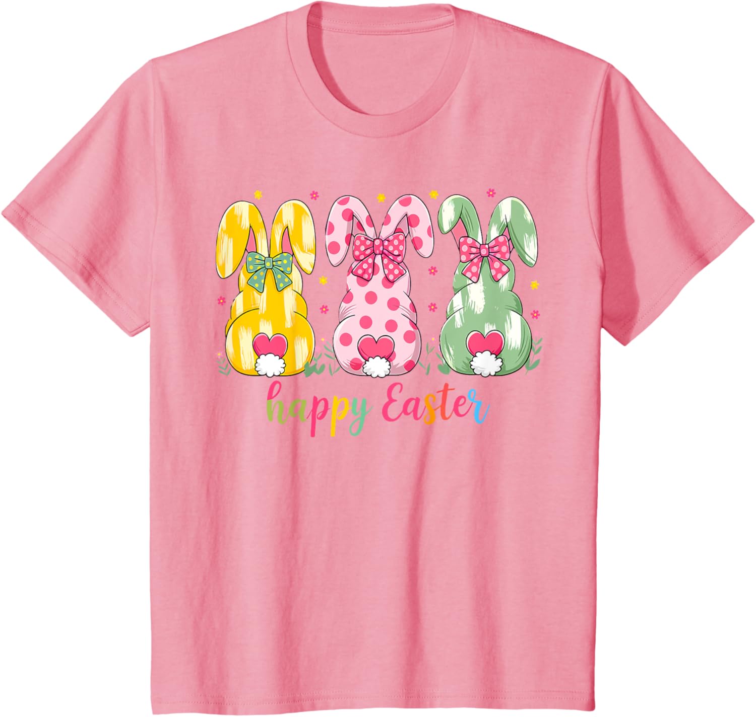 Happy Easter Cute Pink Coquette Bow Flower Bunny Rabbit T-Shirt