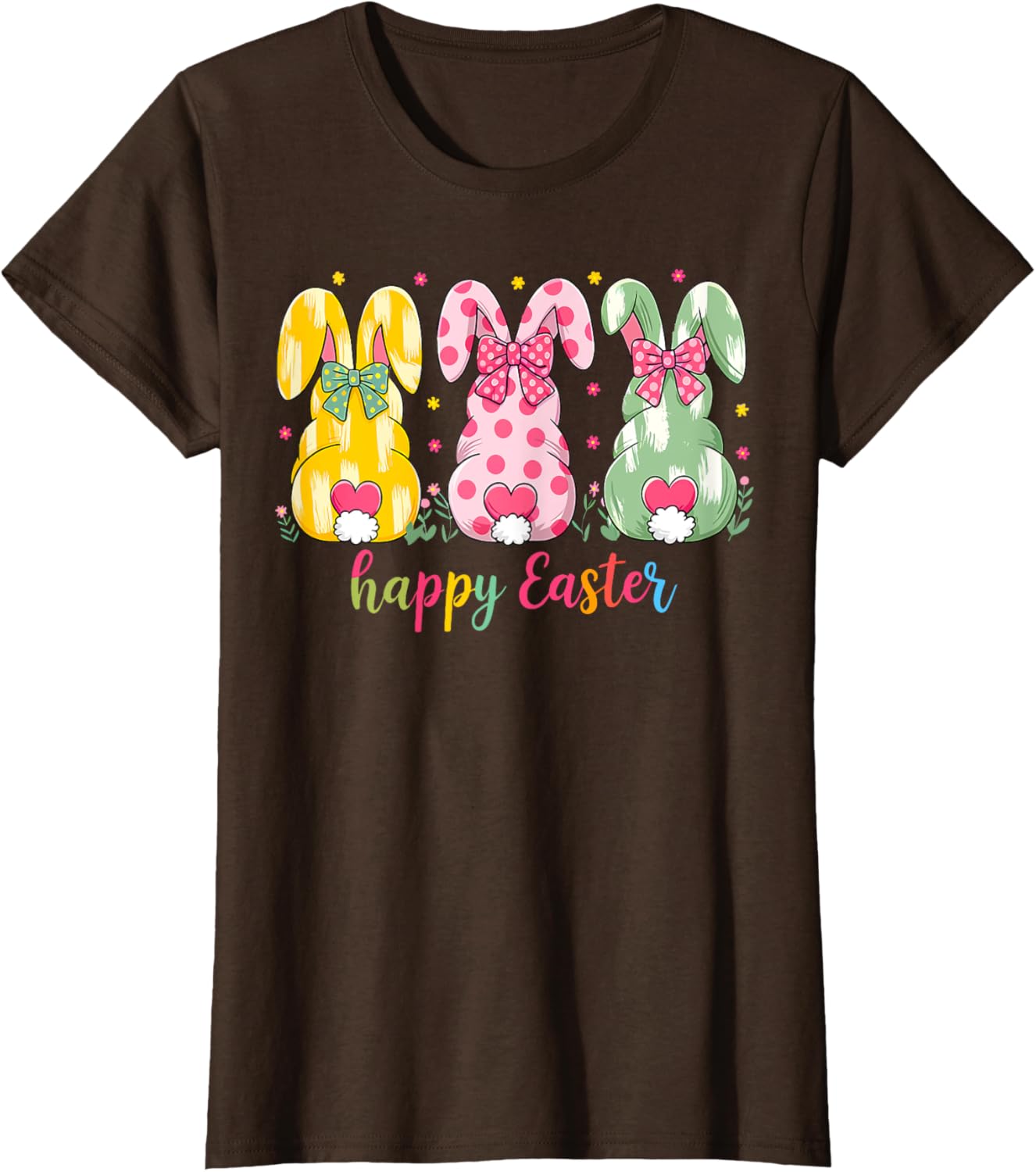 Happy Easter Cute Pink Coquette Bow Flower Bunny Rabbit T-Shirt