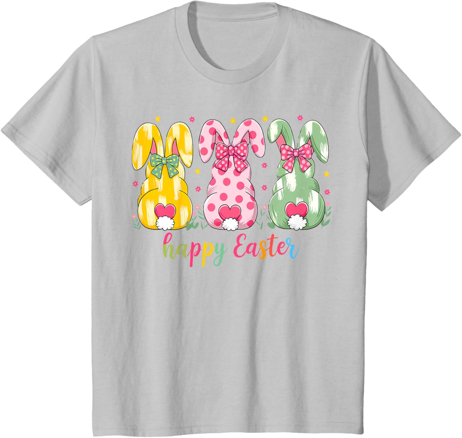 Happy Easter Cute Pink Coquette Bow Flower Bunny Rabbit T-Shirt