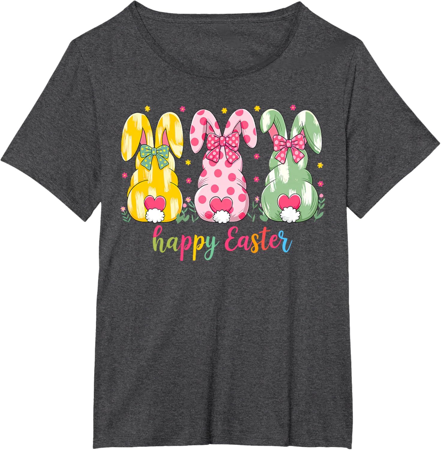 Happy Easter Cute Pink Coquette Bow Flower Bunny Rabbit T-Shirt