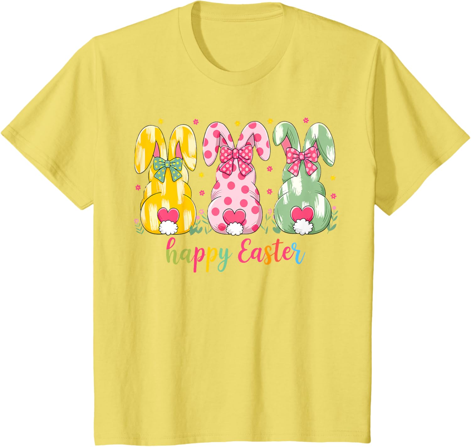 Happy Easter Cute Pink Coquette Bow Flower Bunny Rabbit T-Shirt