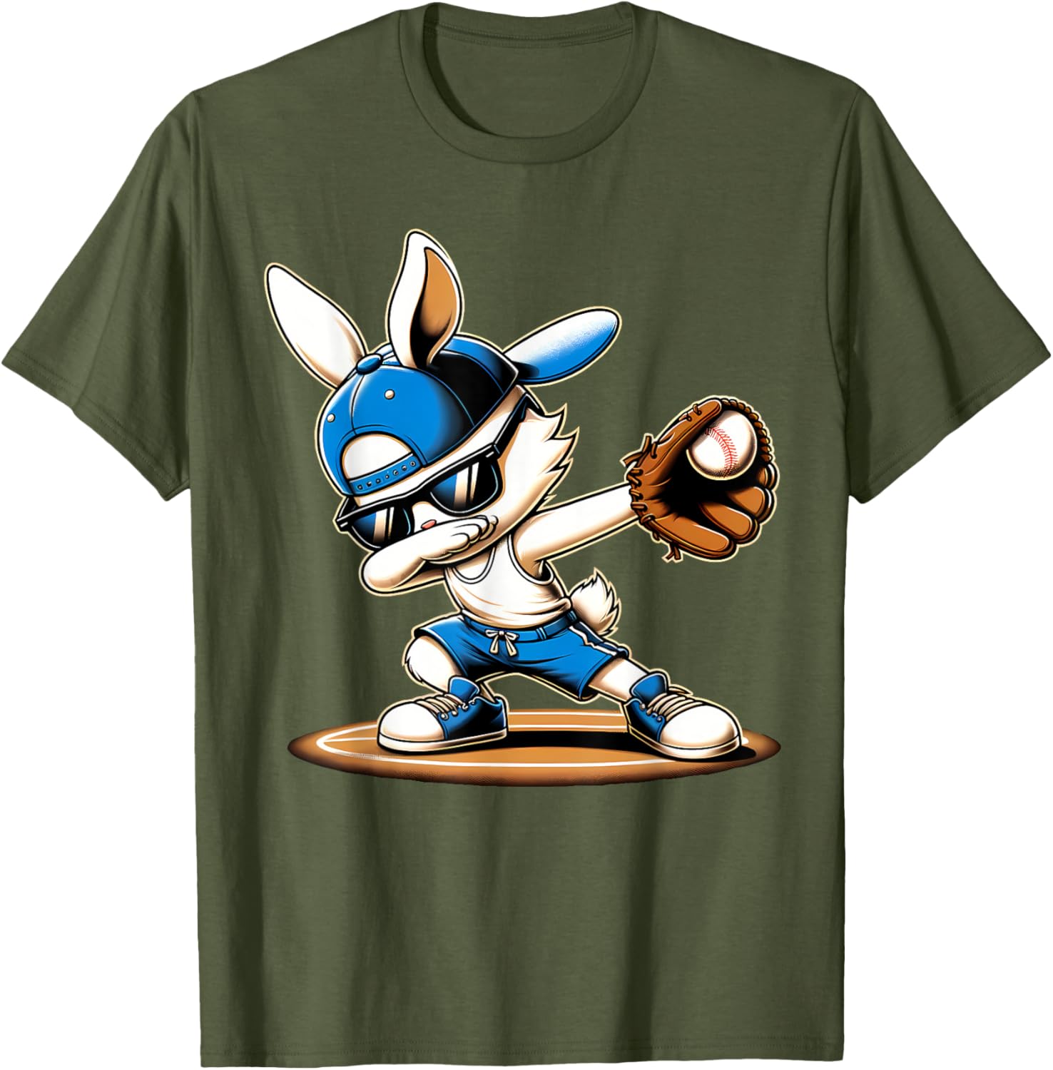 Happy Easter Dabbing Bunny Baseball Catcher T-Shirt