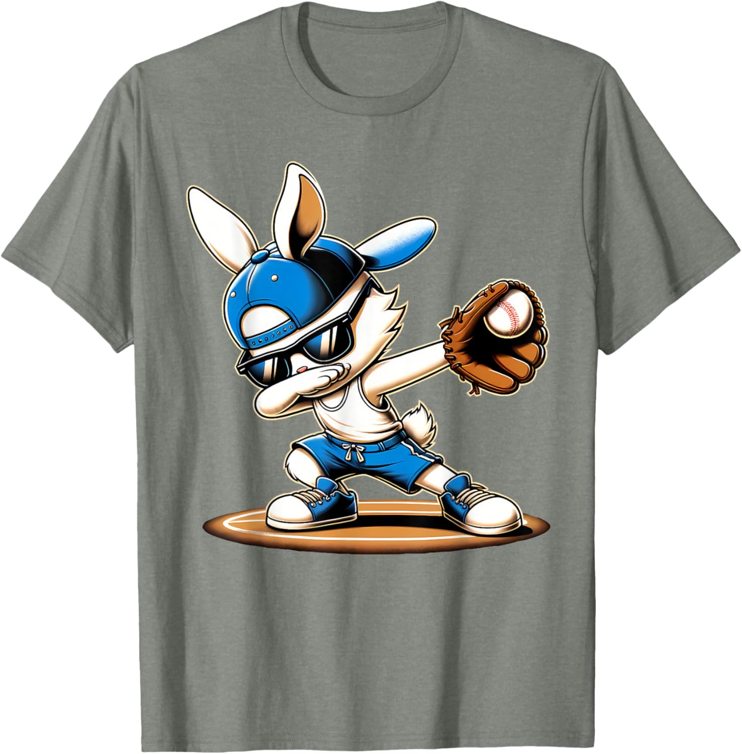 Happy Easter Dabbing Bunny Baseball Catcher T-Shirt