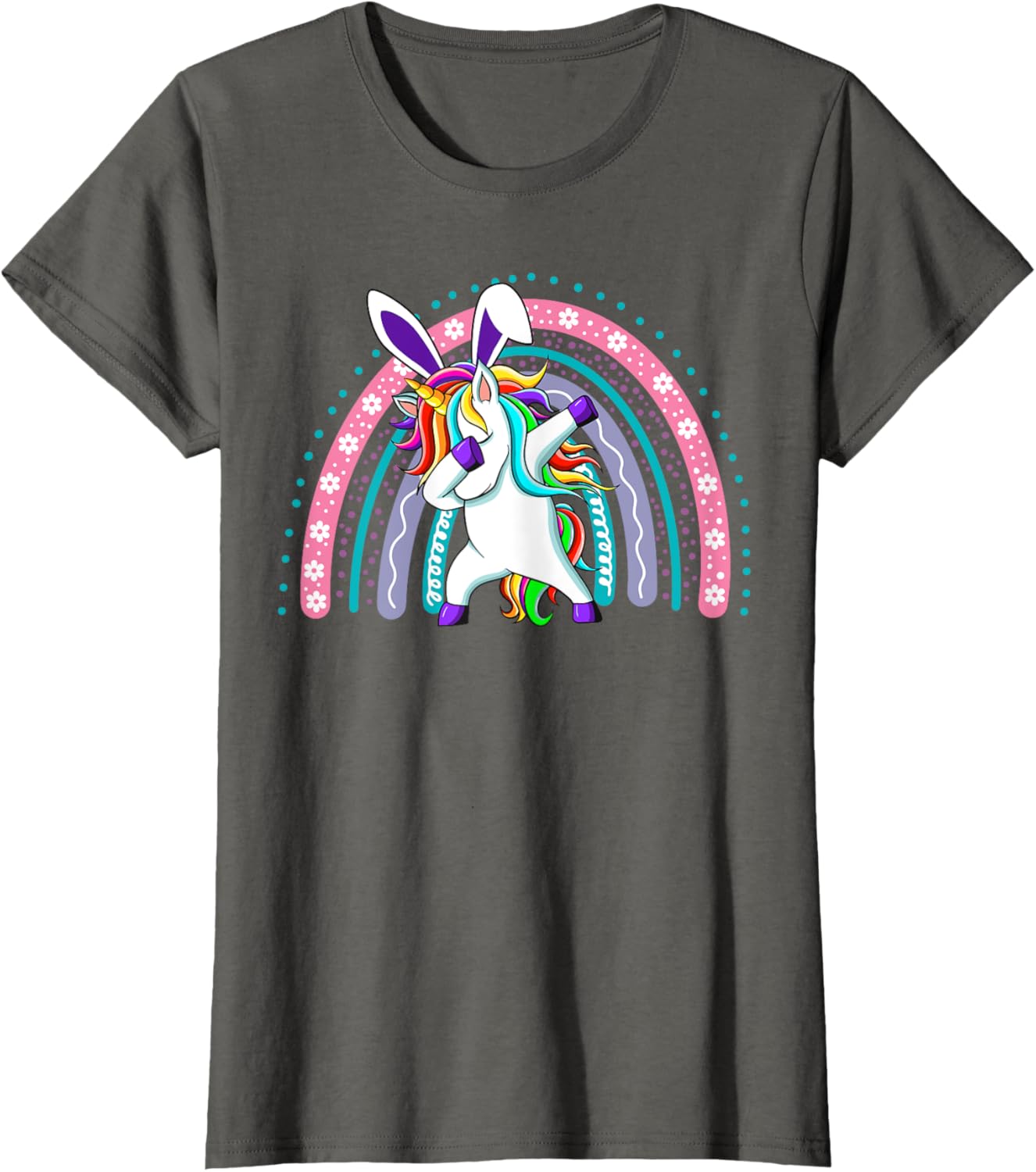 Happy Easter Dabbing Unicorn Wearing Bunny Ears Dab Rainbow T-Shirt