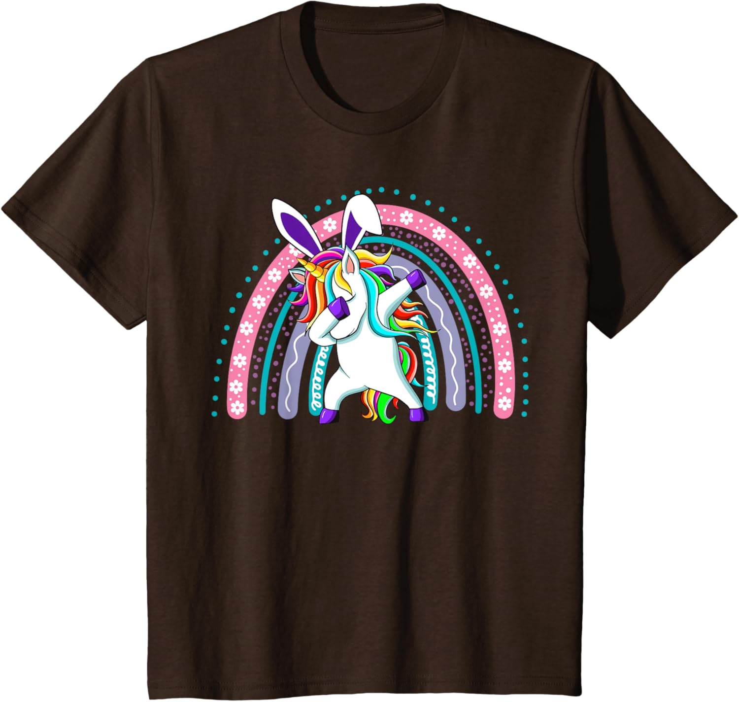 Happy Easter Dabbing Unicorn Wearing Bunny Ears Dab Rainbow T-Shirt