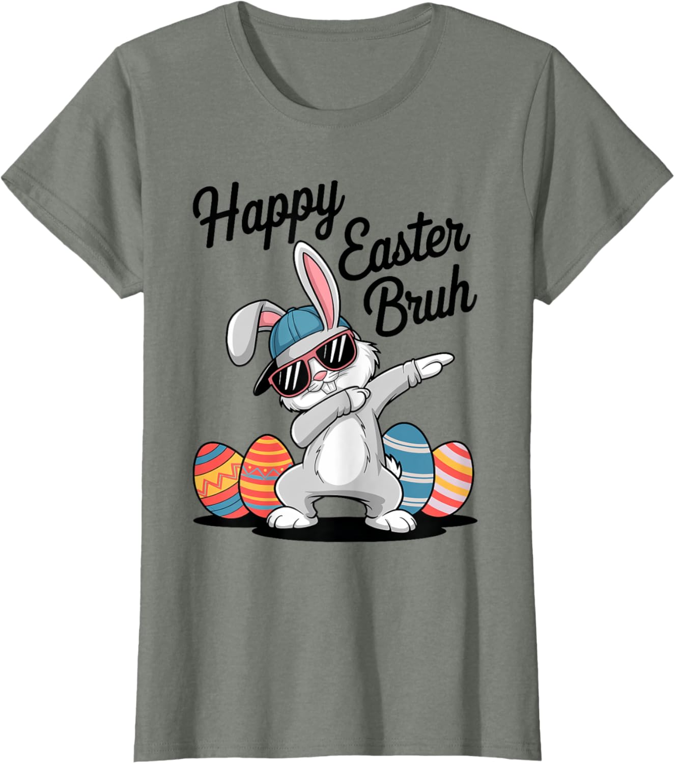 Happy Easter Day Bruh Bunny Dabbing Rabbit Eggs Toddler Kids T-Shirt