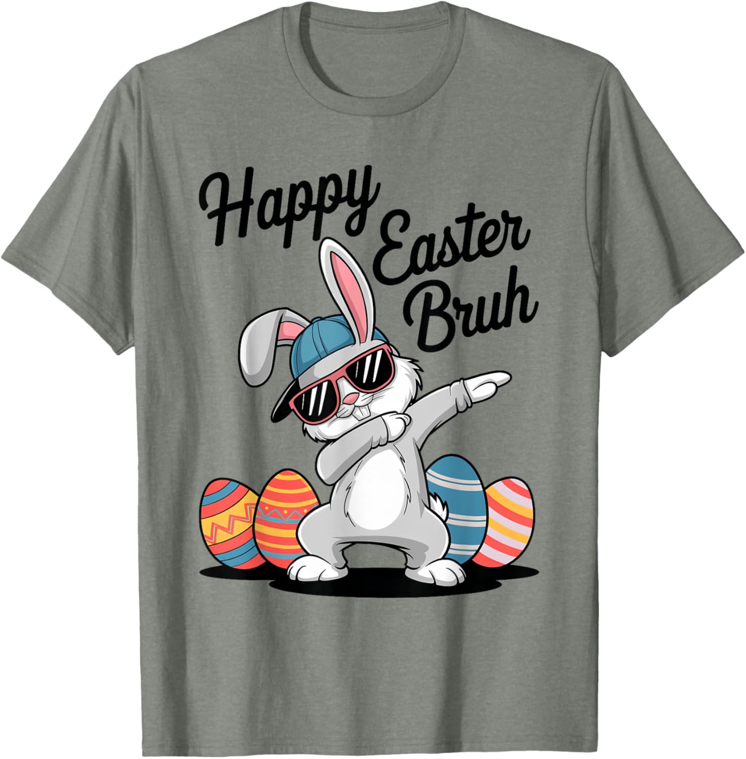 Happy Easter Day Bruh Bunny Dabbing Rabbit Eggs Toddler Kids T-Shirt