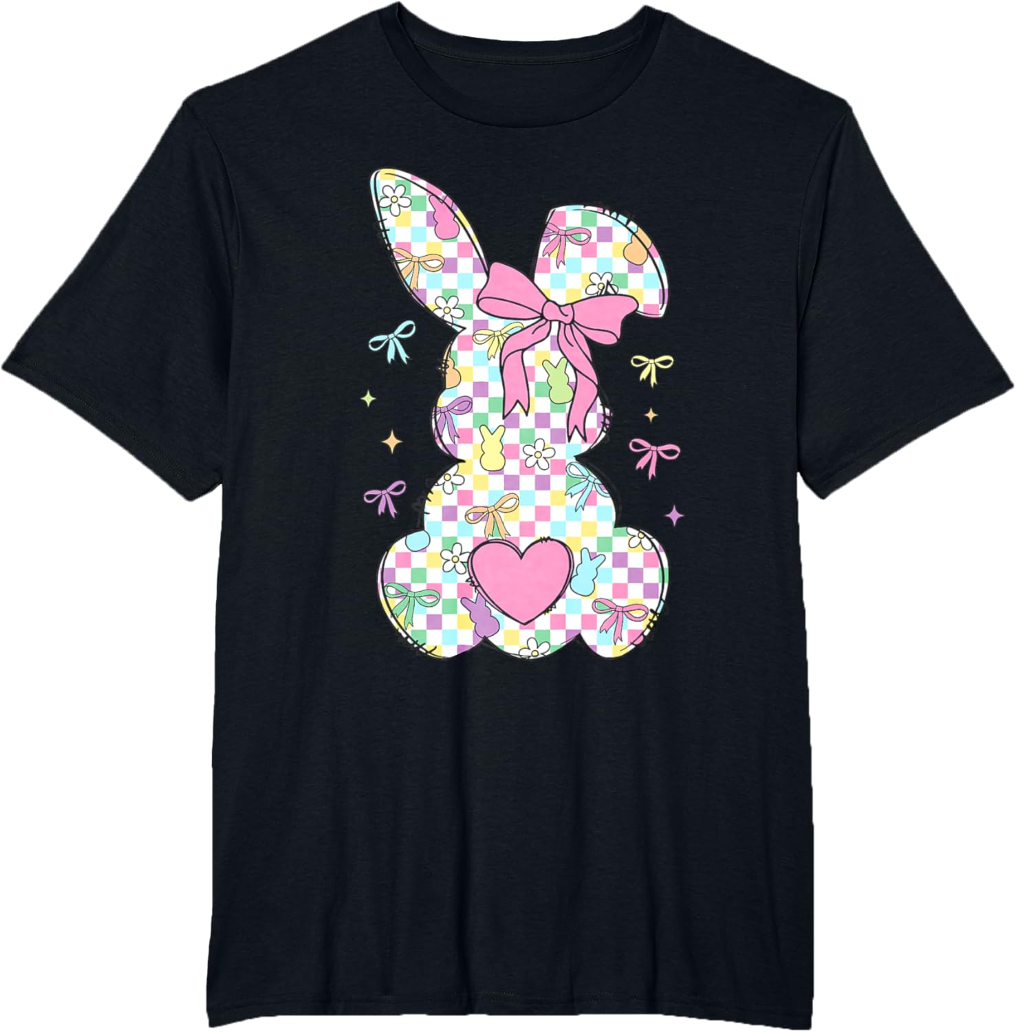 Happy Easter Day Bunny Rabbit With Cute Bow Coquette Kids T-Shirt