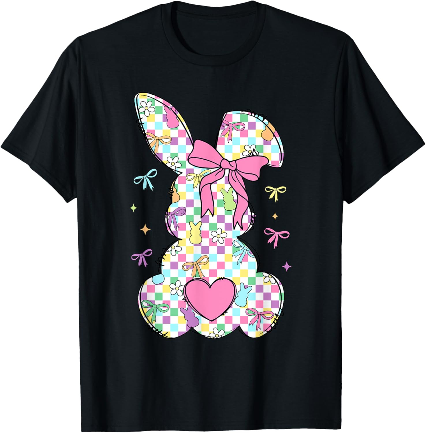 Happy Easter Day Bunny Rabbit With Cute Bow Coquette Kids T-Shirt