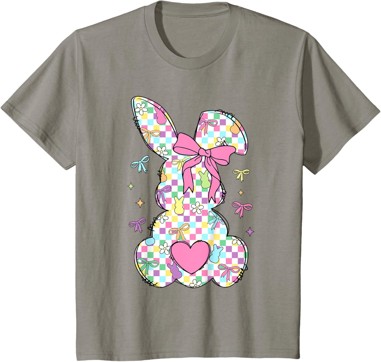 Happy Easter Day Bunny Rabbit With Cute Bow Coquette Kids T-Shirt