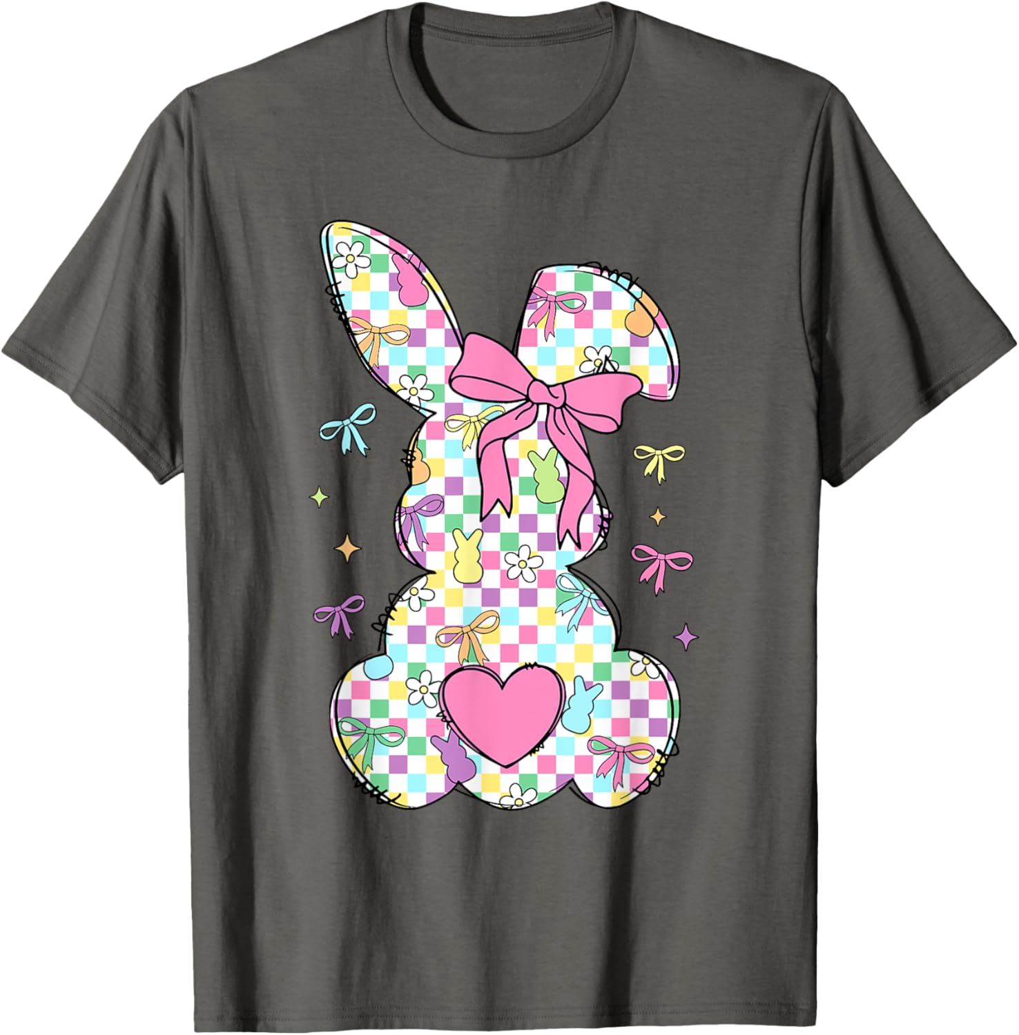 Happy Easter Day Bunny Rabbit With Cute Bow Coquette Kids T-Shirt