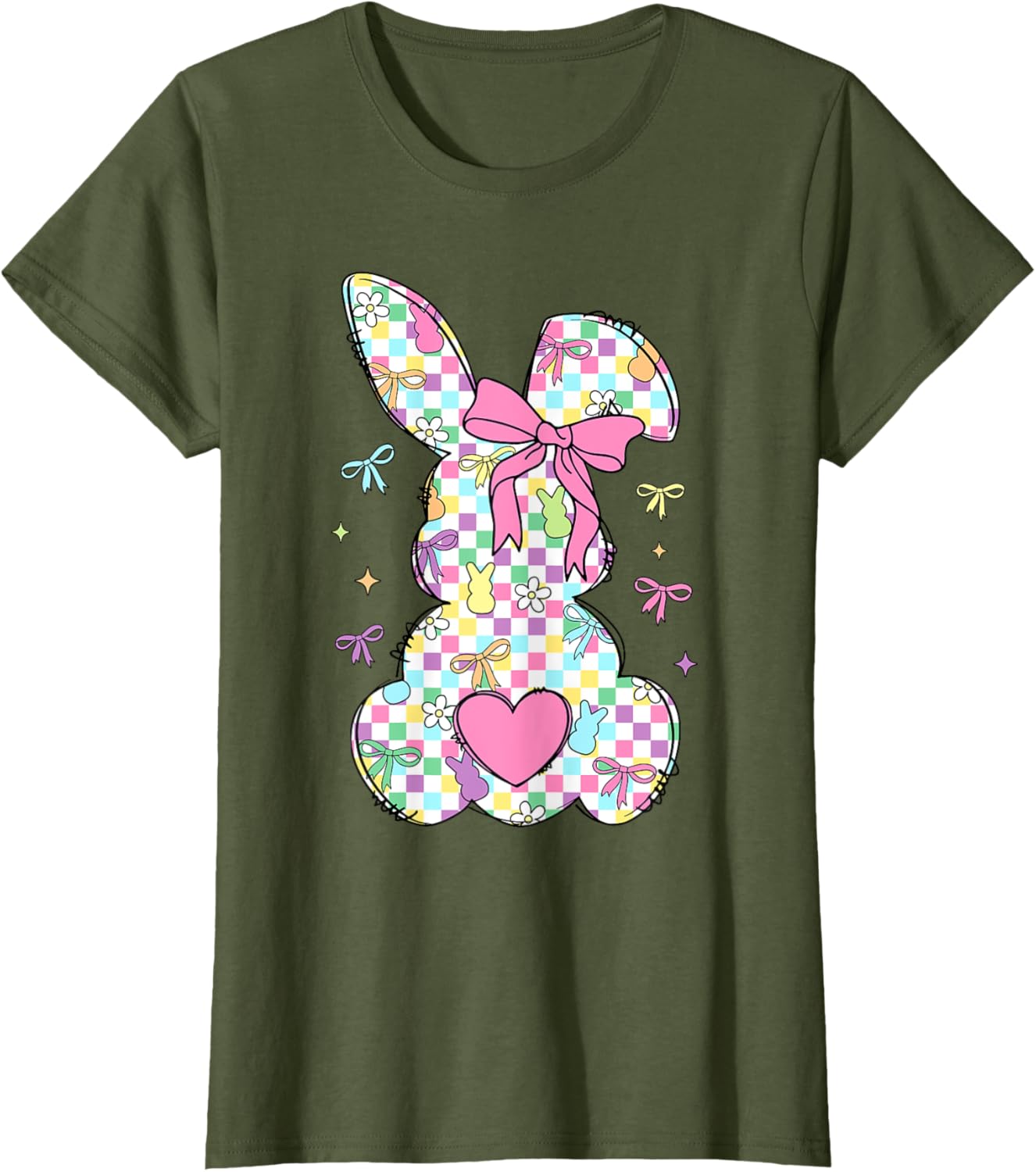 Happy Easter Day Bunny Rabbit With Cute Bow Coquette Kids T-Shirt