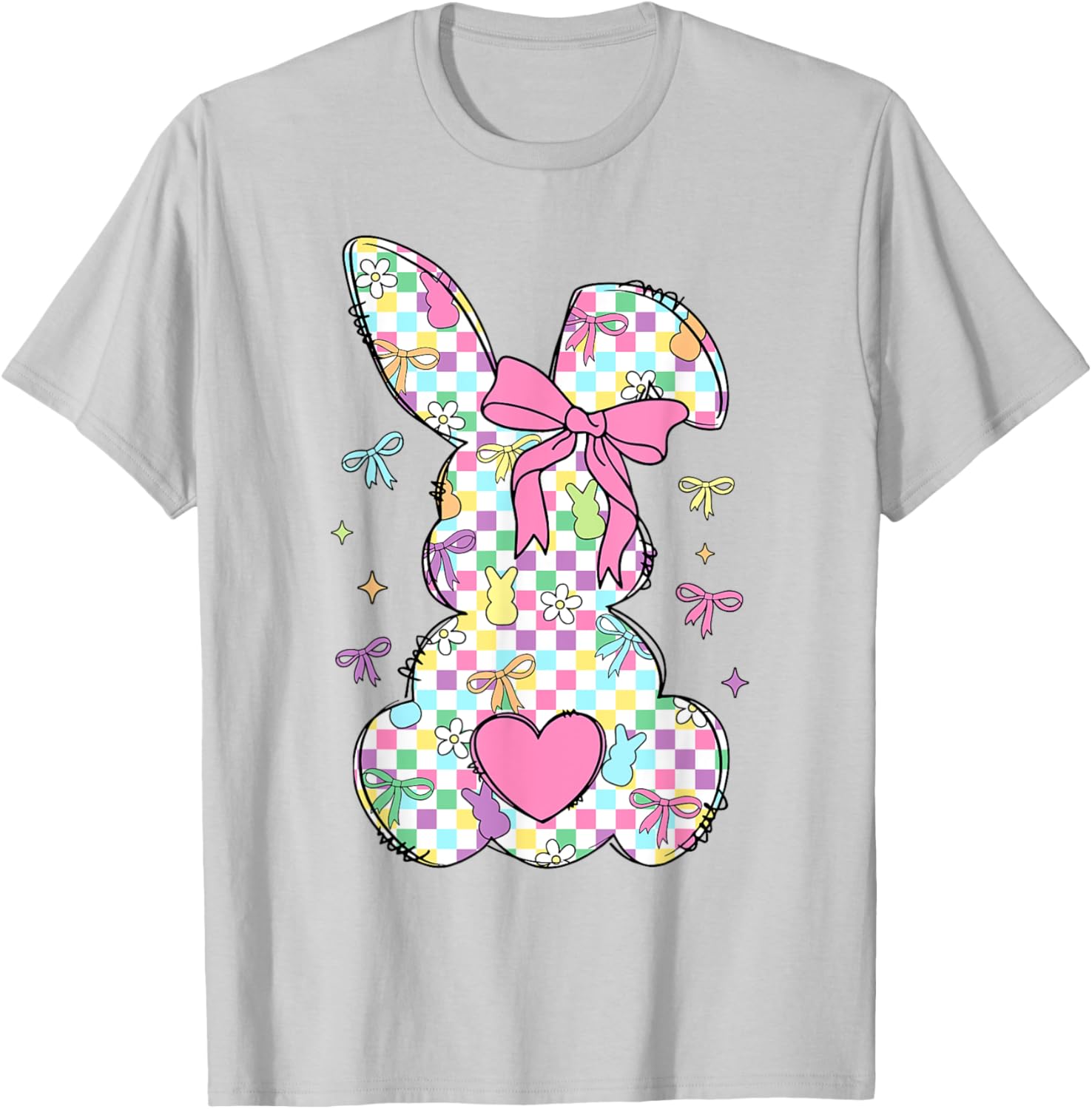 Happy Easter Day Bunny Rabbit With Cute Bow Coquette Kids T-Shirt