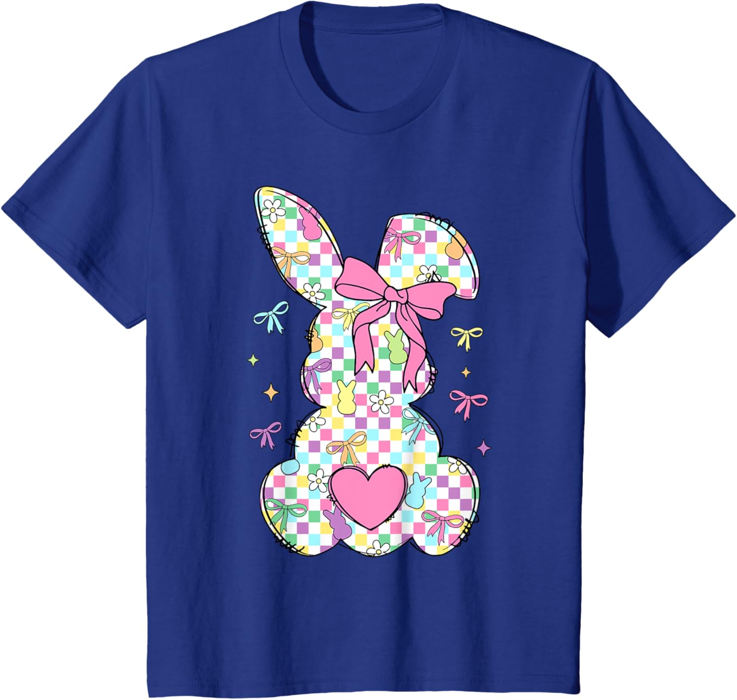 Happy Easter Day Bunny Rabbit With Cute Bow Coquette Kids T-Shirt