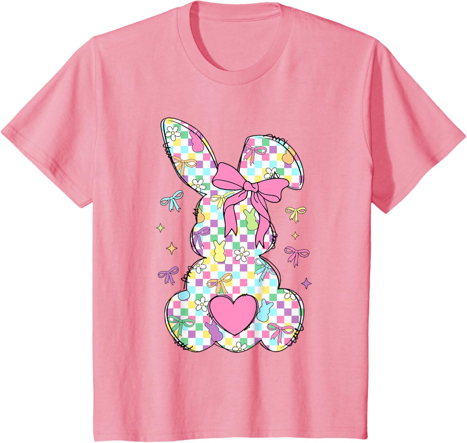 Happy Easter Day Bunny Rabbit With Cute Bow Coquette Kids T-Shirt