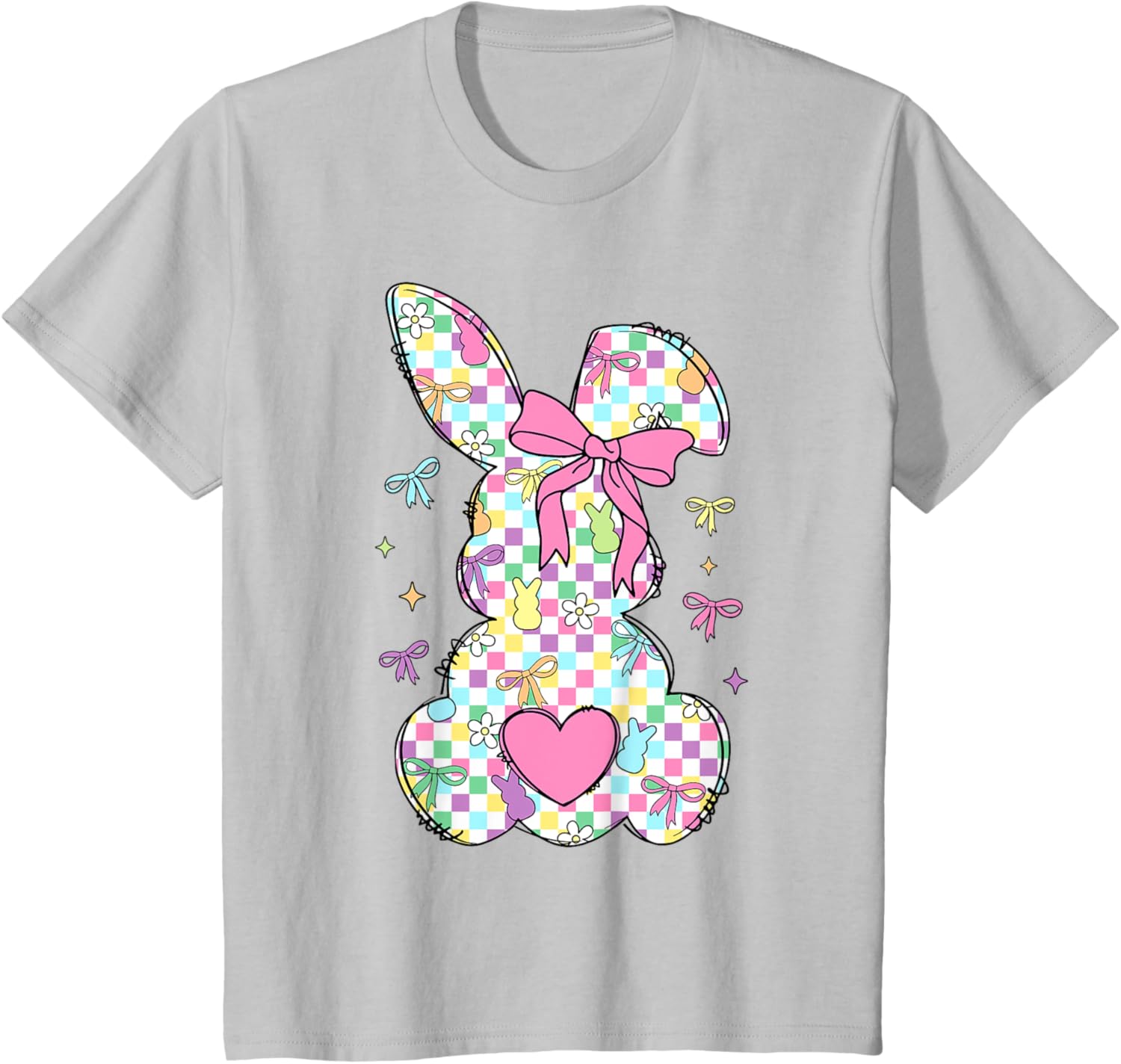 Happy Easter Day Bunny Rabbit With Cute Bow Coquette Kids T-Shirt