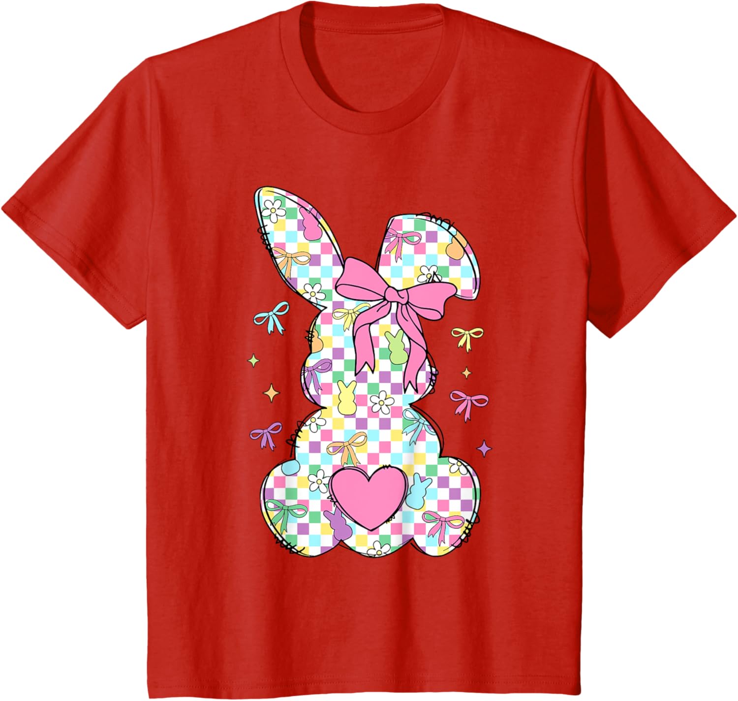 Happy Easter Day Bunny Rabbit With Cute Bow Coquette Kids T-Shirt