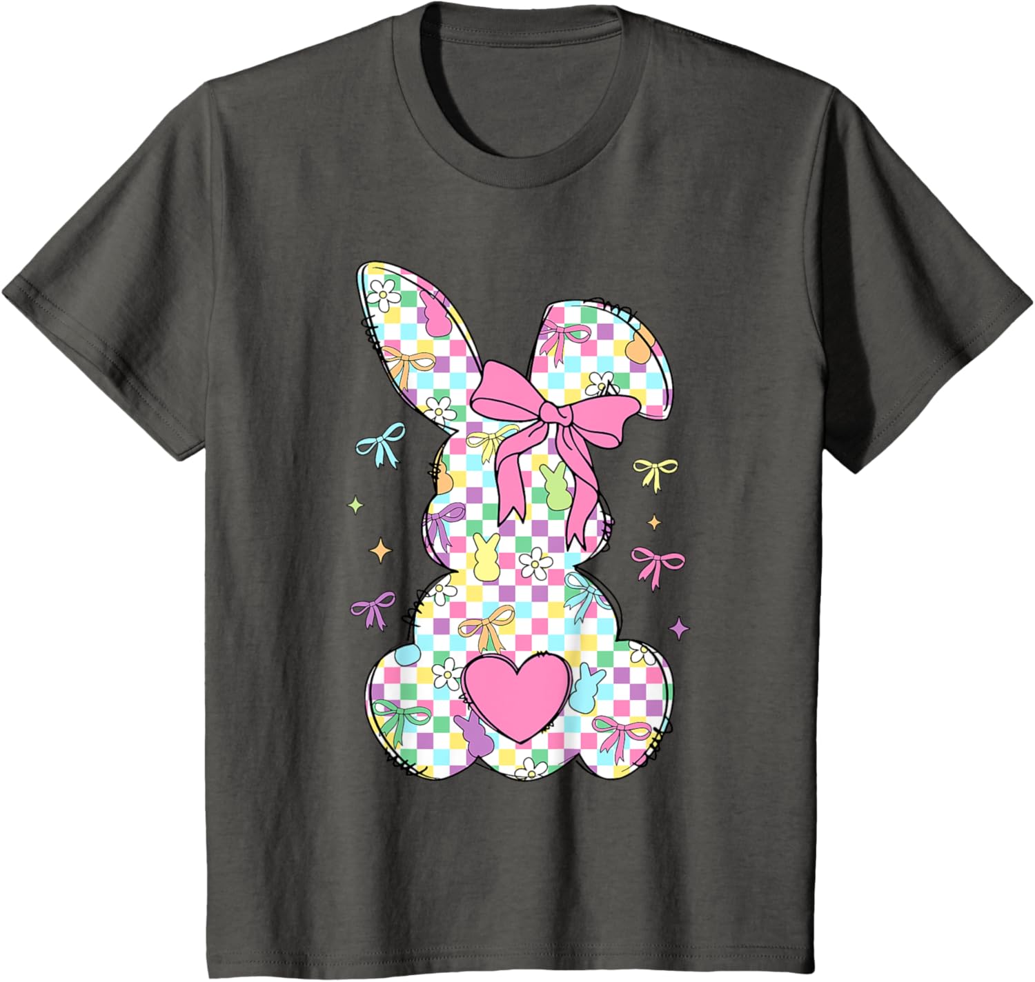 Happy Easter Day Bunny Rabbit With Cute Bow Coquette Kids T-Shirt