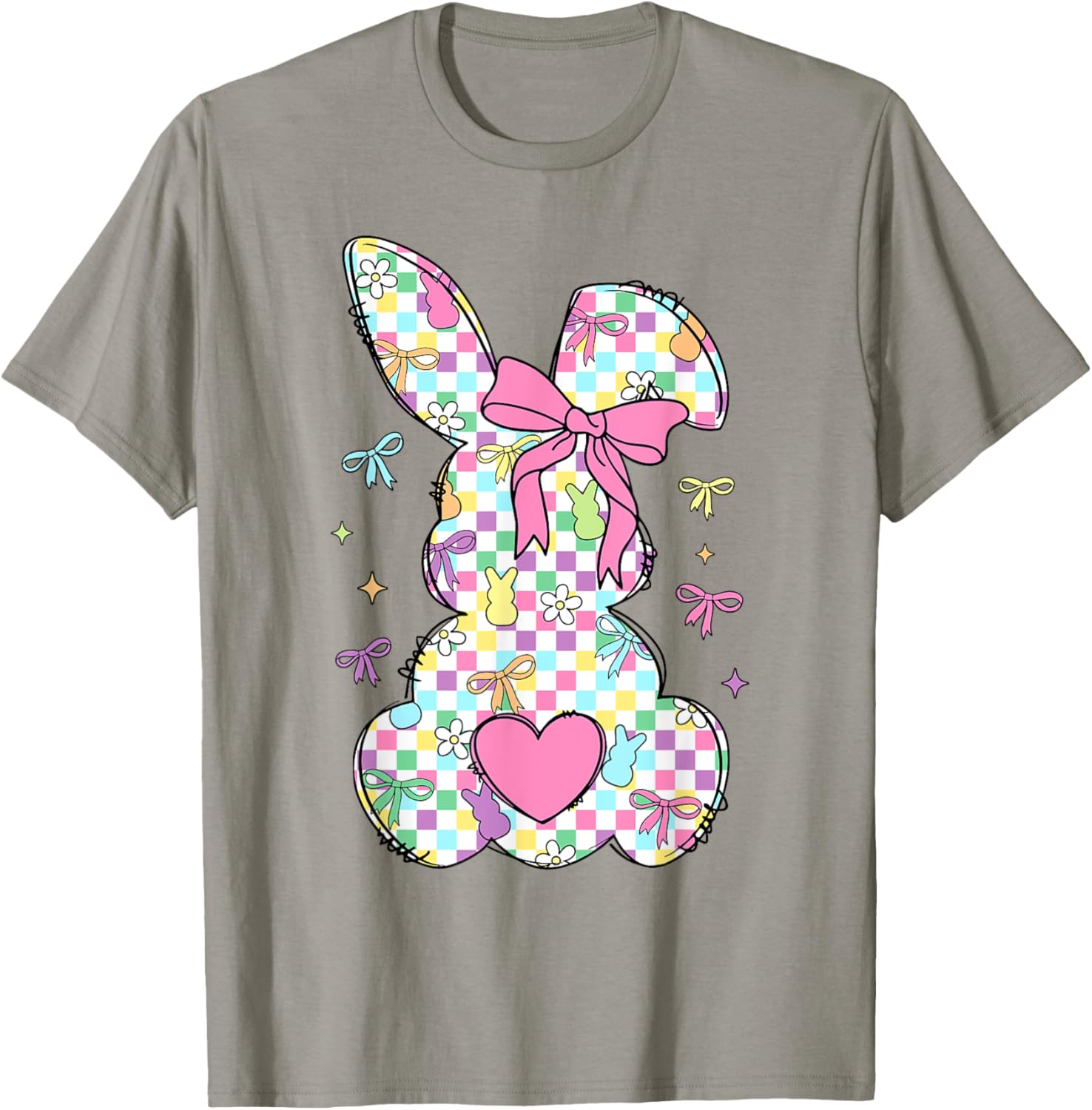 Happy Easter Day Bunny Rabbit With Cute Bow Coquette Kids T-Shirt