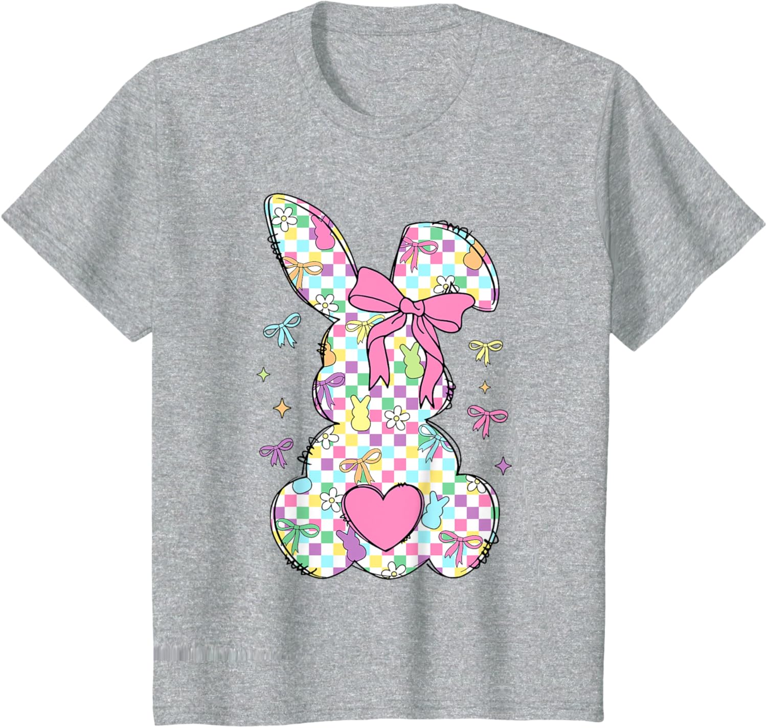 Happy Easter Day Bunny Rabbit With Cute Bow Coquette Kids T-Shirt