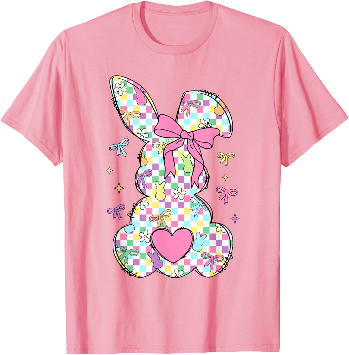 Happy Easter Day Bunny Rabbit With Cute Bow Coquette Kids T-Shirt