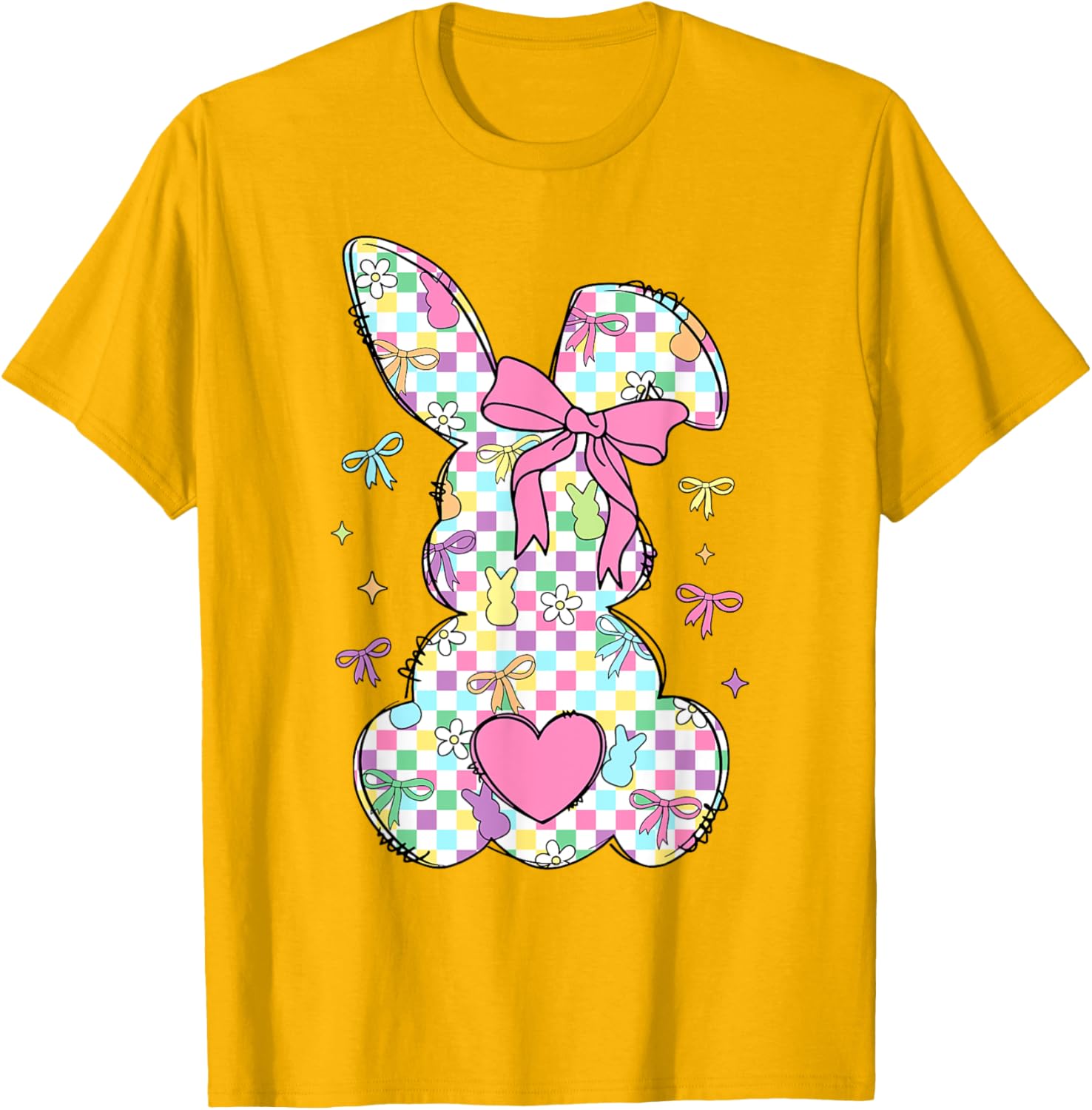 Happy Easter Day Bunny Rabbit With Cute Bow Coquette Kids T-Shirt