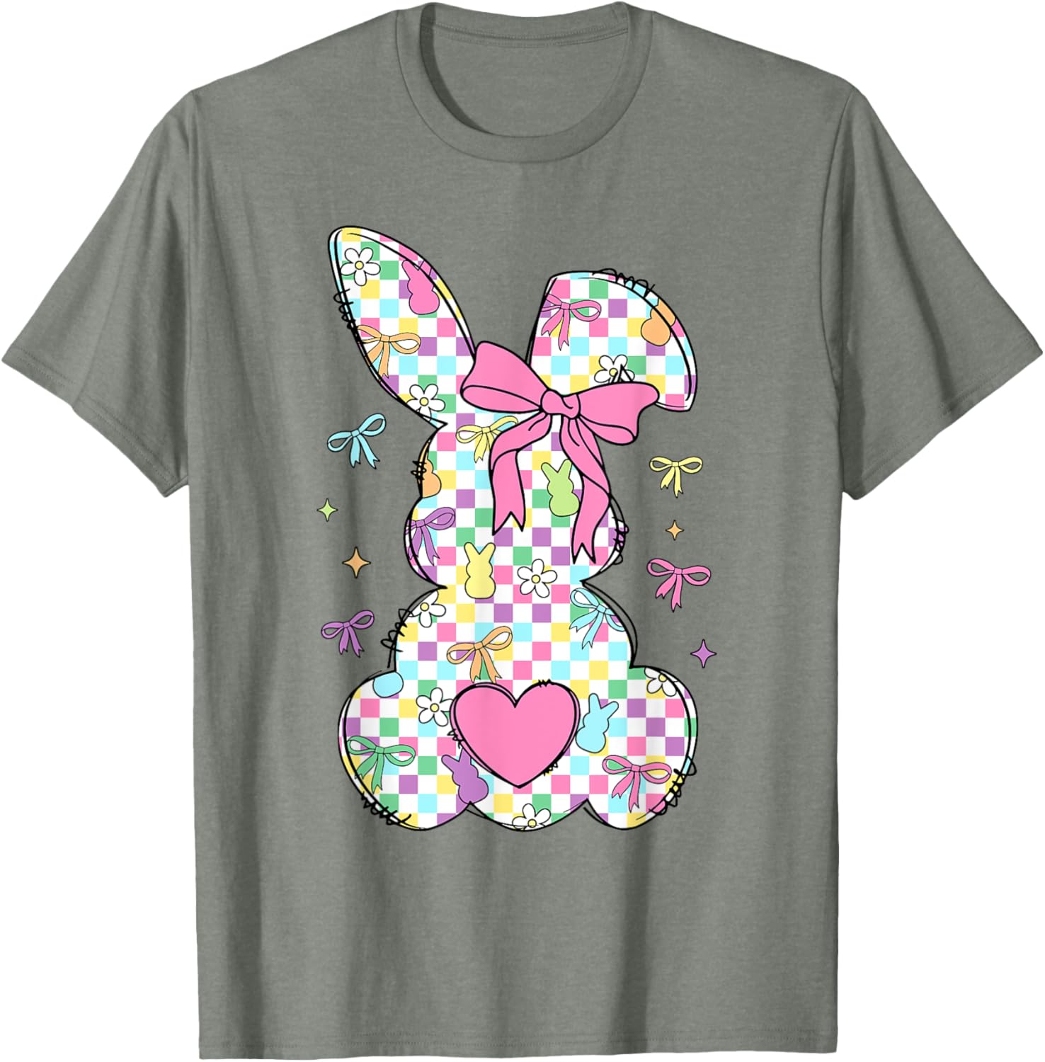 Happy Easter Day Bunny Rabbit With Cute Bow Coquette Kids T-Shirt