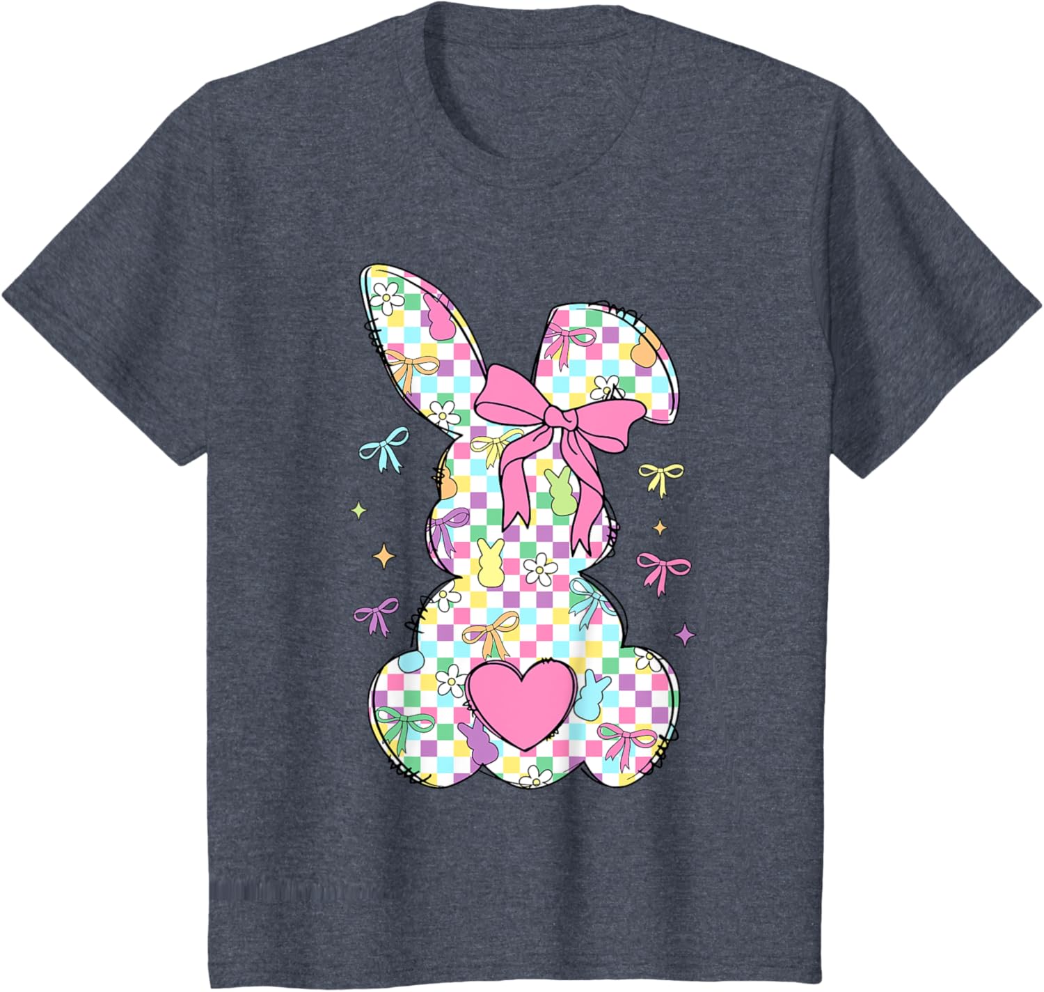 Happy Easter Day Bunny Rabbit With Cute Bow Coquette Kids T-Shirt