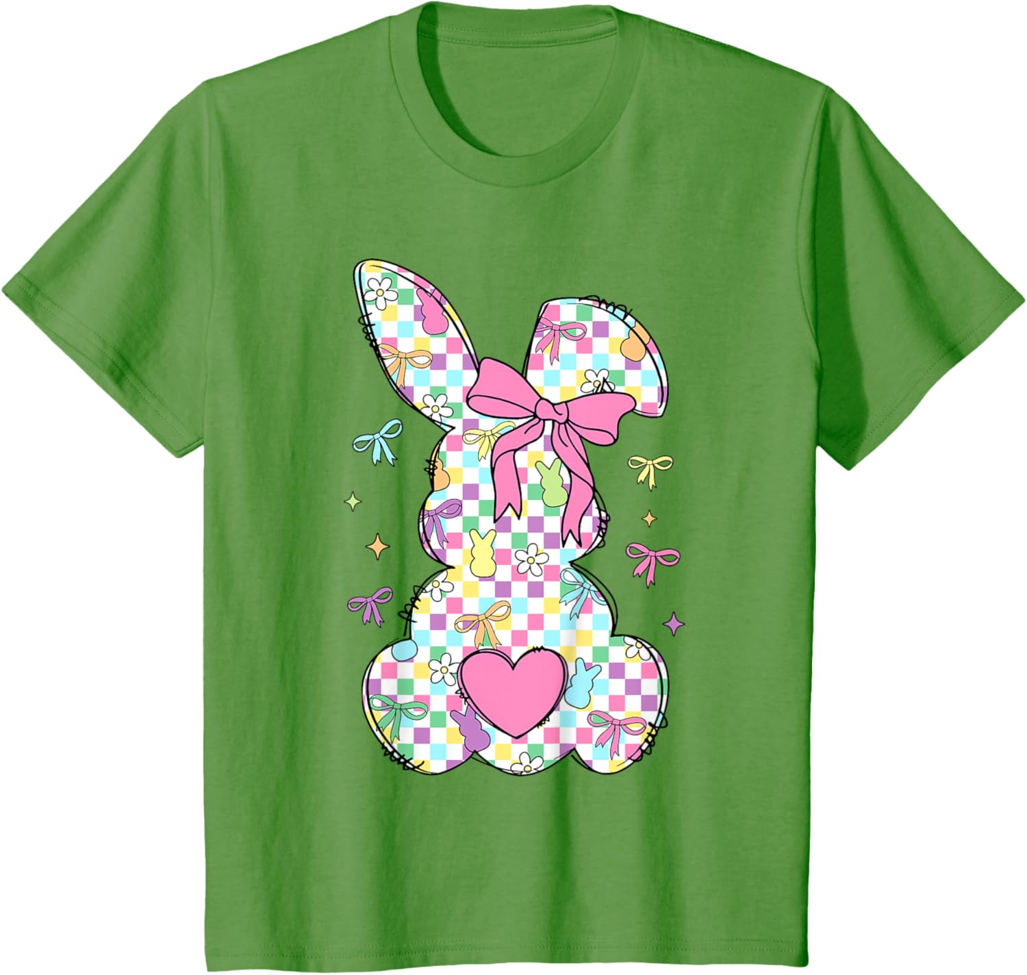 Happy Easter Day Bunny Rabbit With Cute Bow Coquette Kids T-Shirt