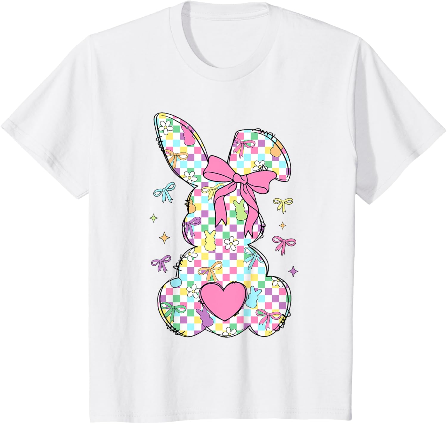 Happy Easter Day Bunny Rabbit With Cute Bow Coquette Kids T-Shirt