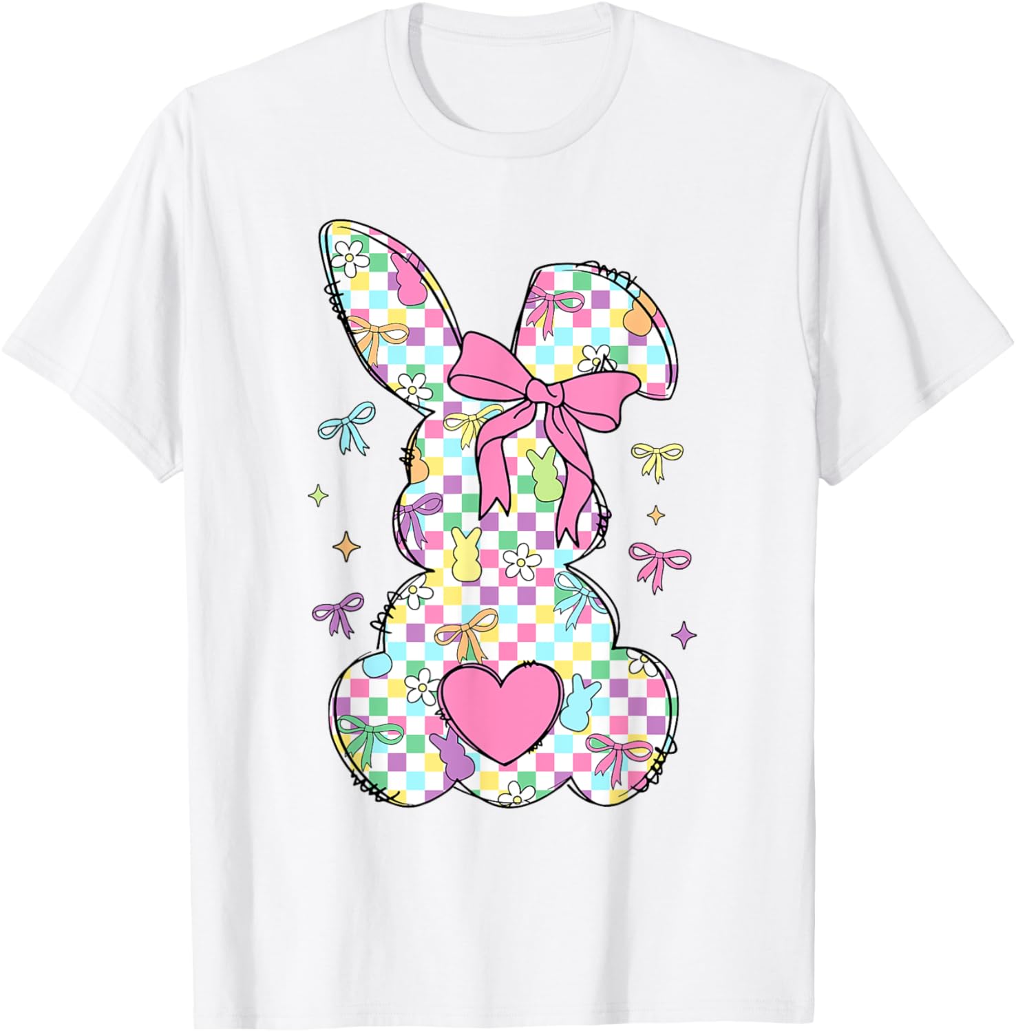 Happy Easter Day Bunny Rabbit With Cute Bow Coquette Kids T-Shirt