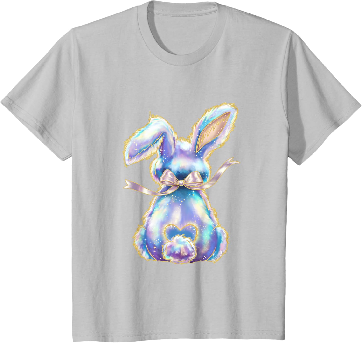 Happy Easter Day Cute Bunny Brushstroke Coquette Bow Girl T-Shirt