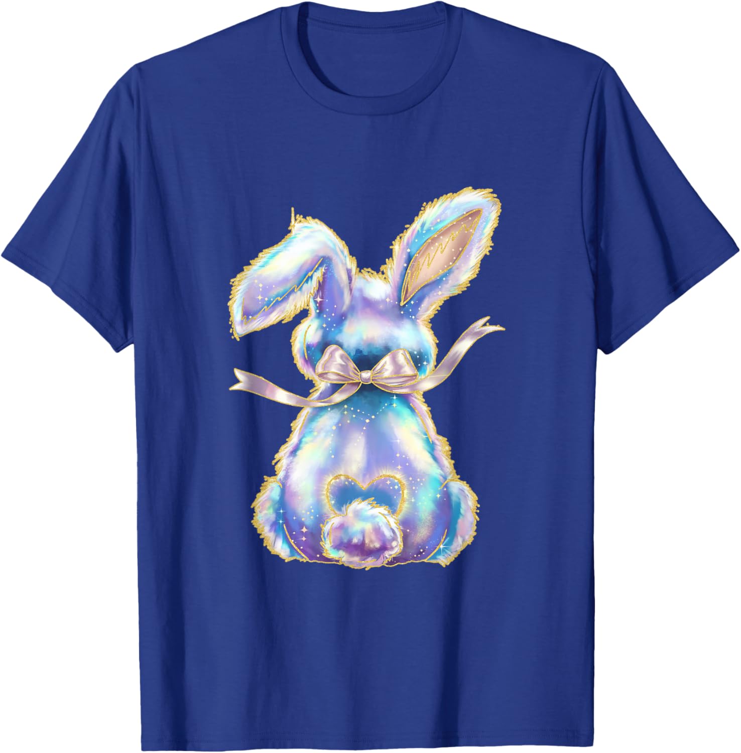 Happy Easter Day Cute Bunny Brushstroke Coquette Bow Girl T-Shirt