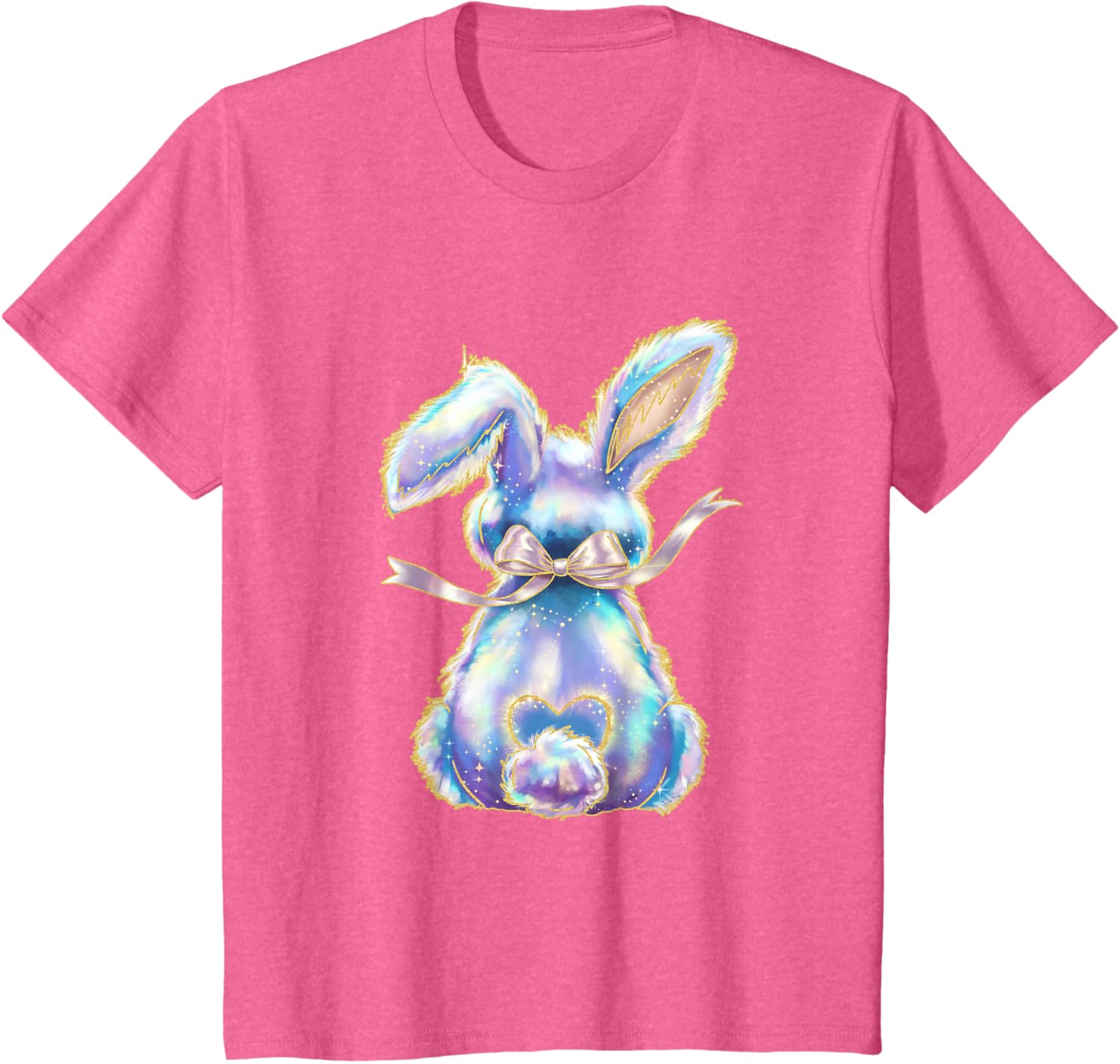 Happy Easter Day Cute Bunny Brushstroke Coquette Bow Girl T-Shirt