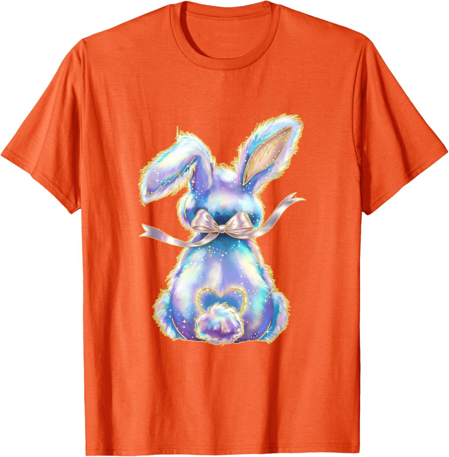 Happy Easter Day Cute Bunny Brushstroke Coquette Bow Girl T-Shirt