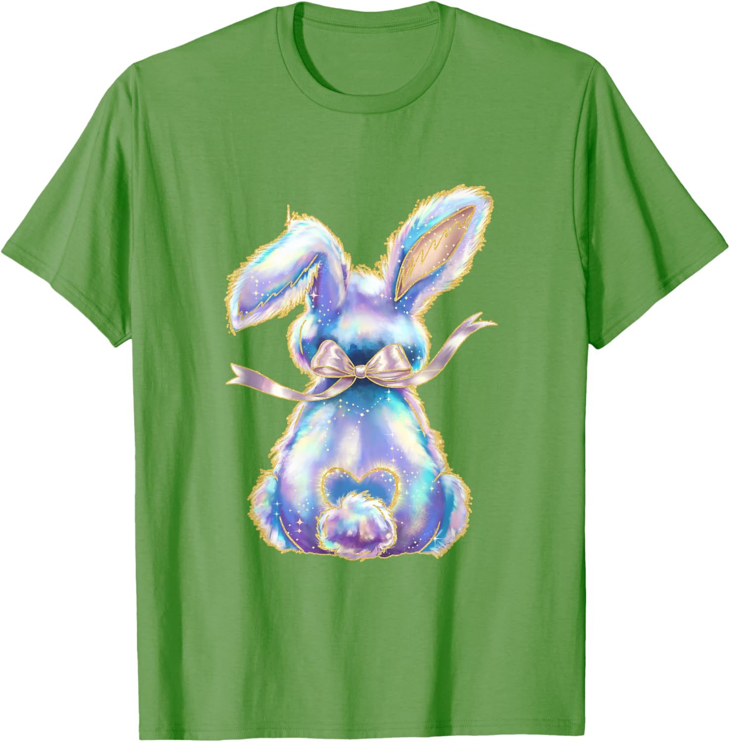 Happy Easter Day Cute Bunny Brushstroke Coquette Bow Girl T-Shirt