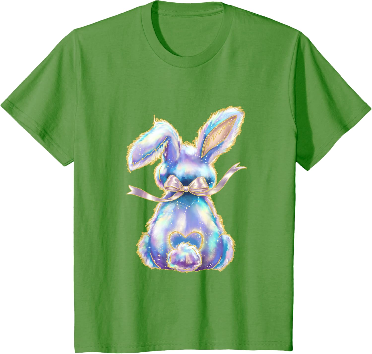 Happy Easter Day Cute Bunny Brushstroke Coquette Bow Girl T-Shirt