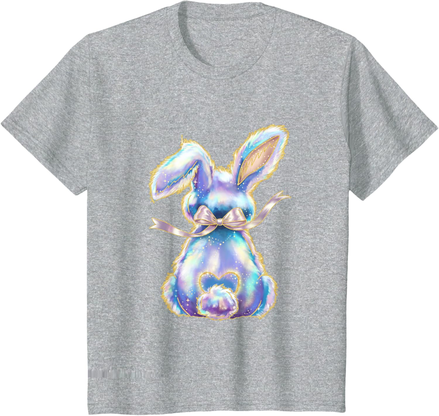 Happy Easter Day Cute Bunny Brushstroke Coquette Bow Girl T-Shirt