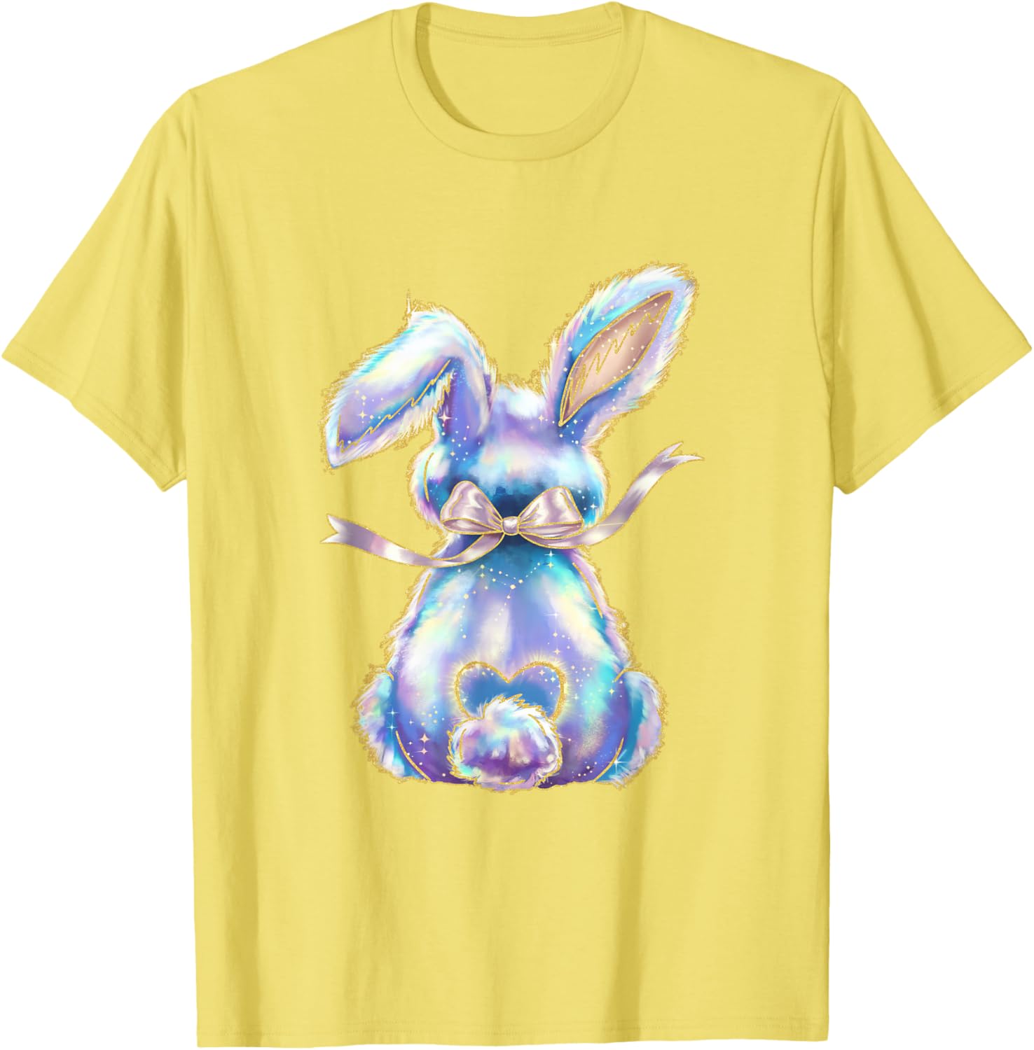 Happy Easter Day Cute Bunny Brushstroke Coquette Bow Girl T-Shirt