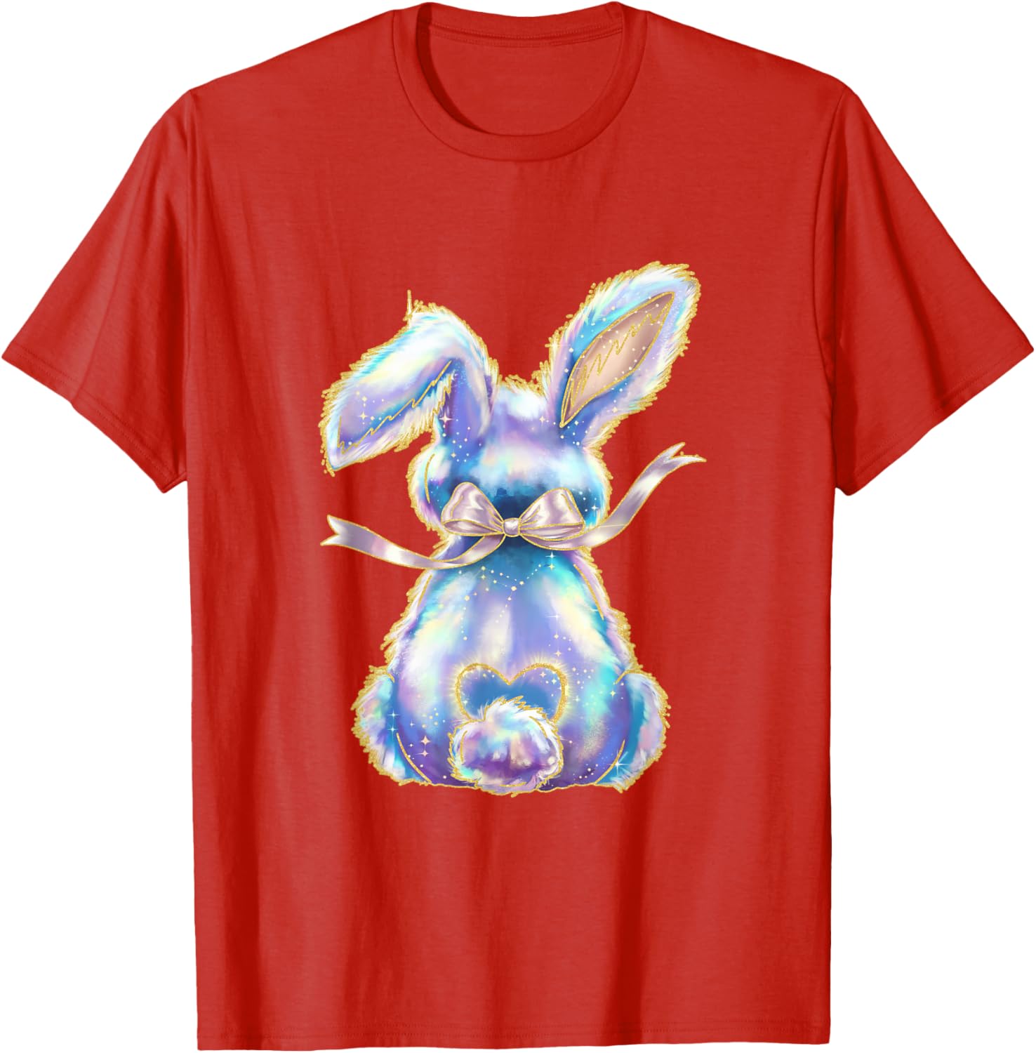 Happy Easter Day Cute Bunny Brushstroke Coquette Bow Girl T-Shirt