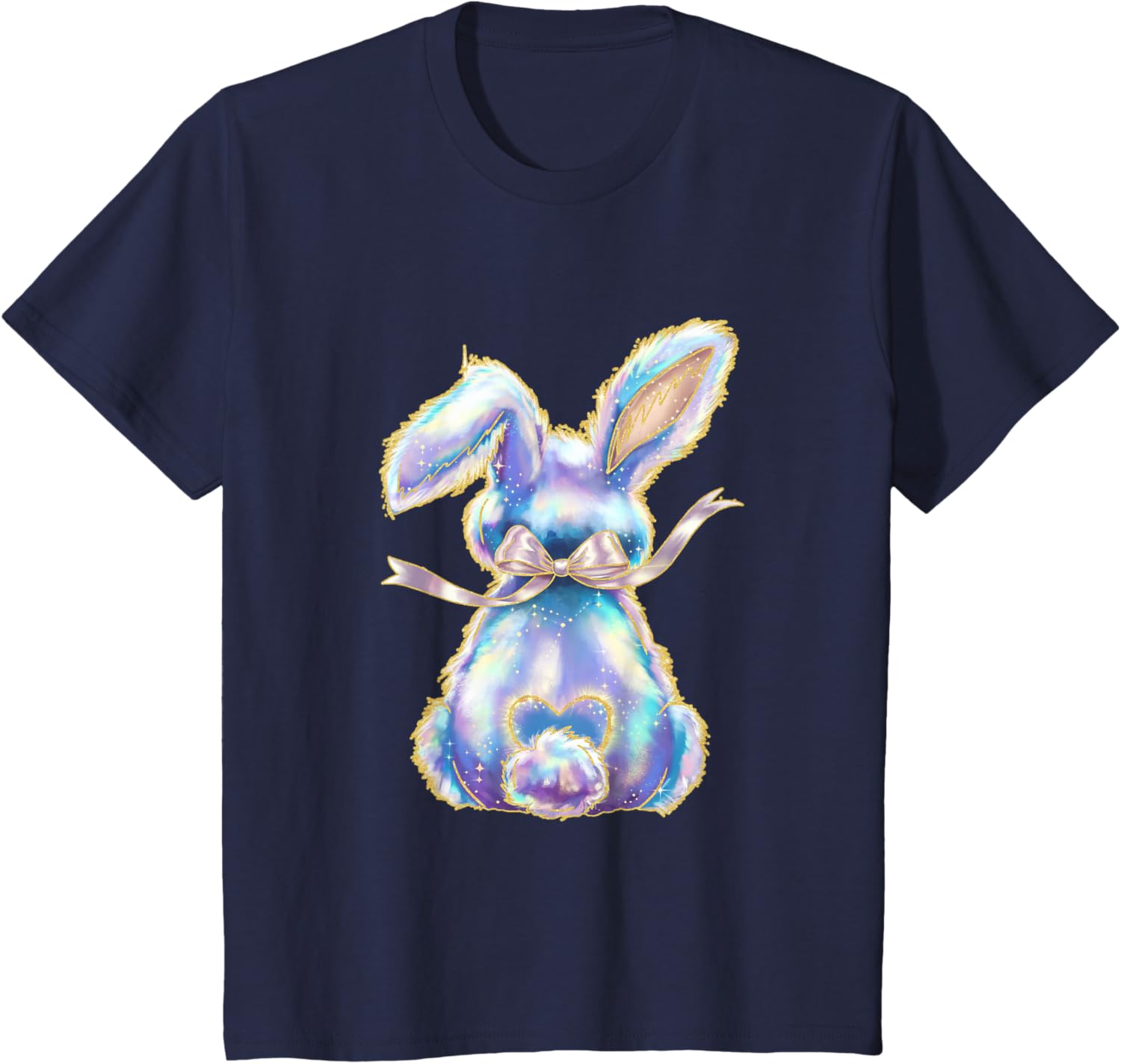 Happy Easter Day Cute Bunny Brushstroke Coquette Bow Girl T-Shirt