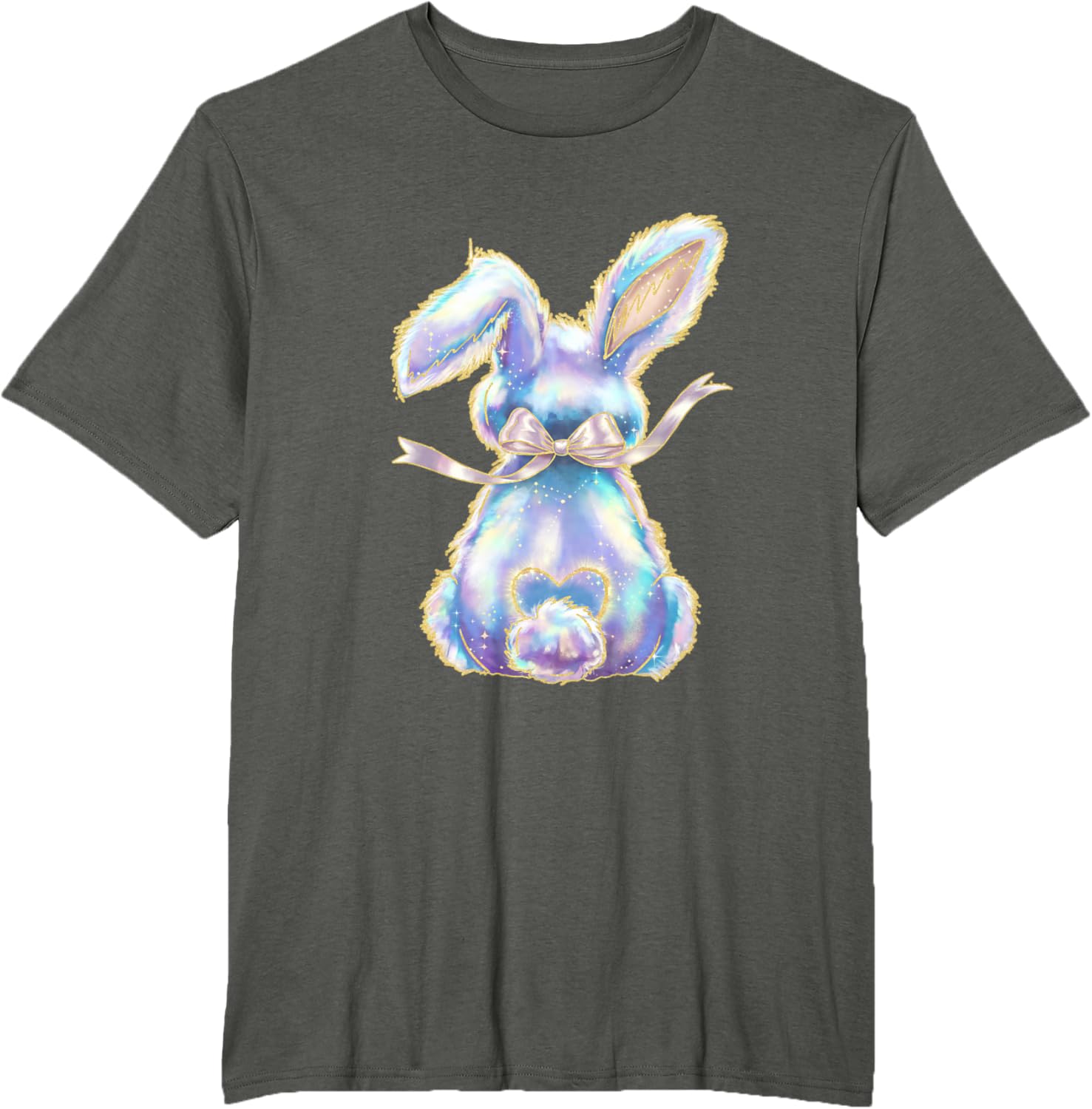 Happy Easter Day Cute Bunny Brushstroke Coquette Bow Girl T-Shirt