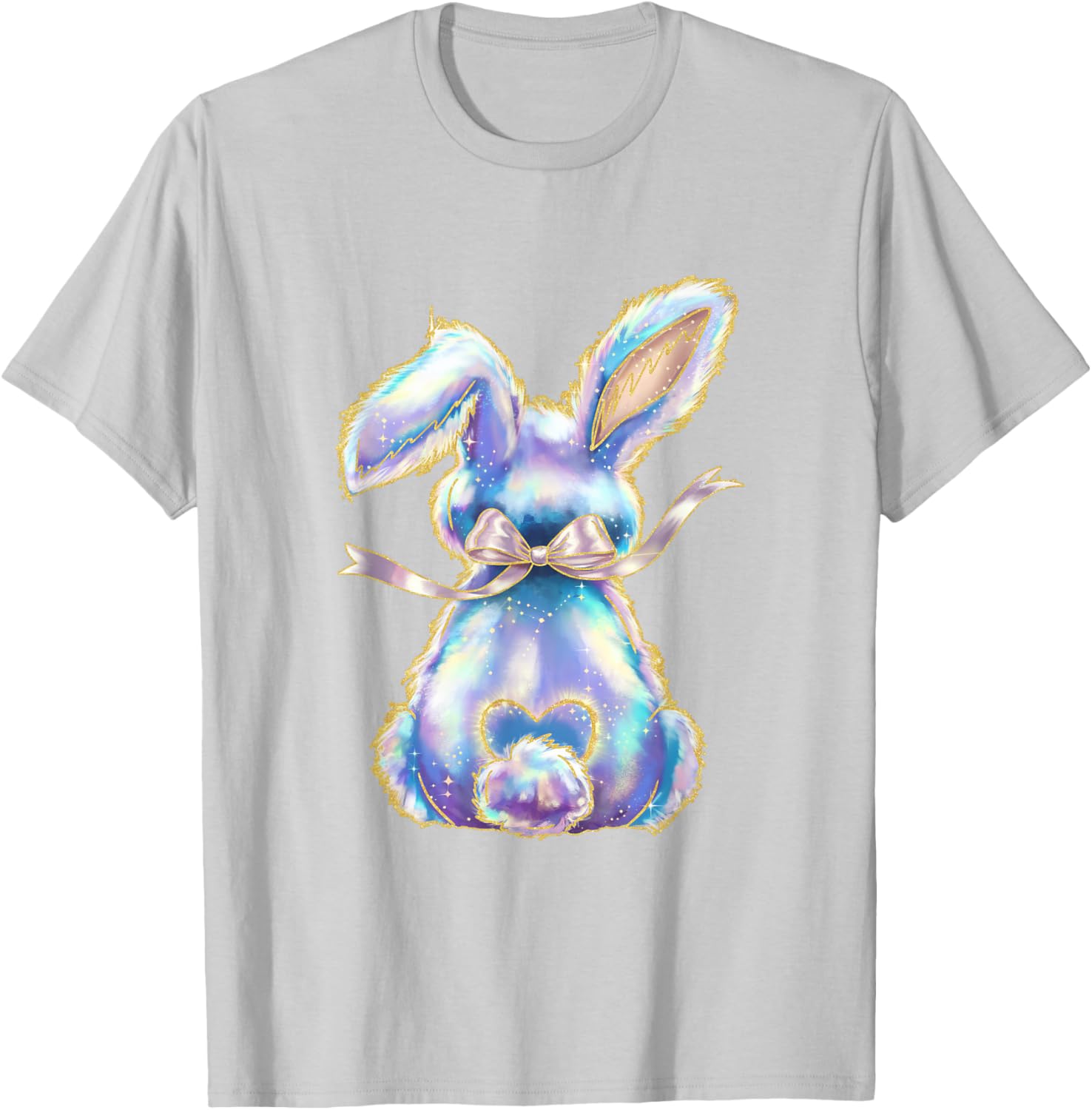 Happy Easter Day Cute Bunny Brushstroke Coquette Bow Girl T-Shirt