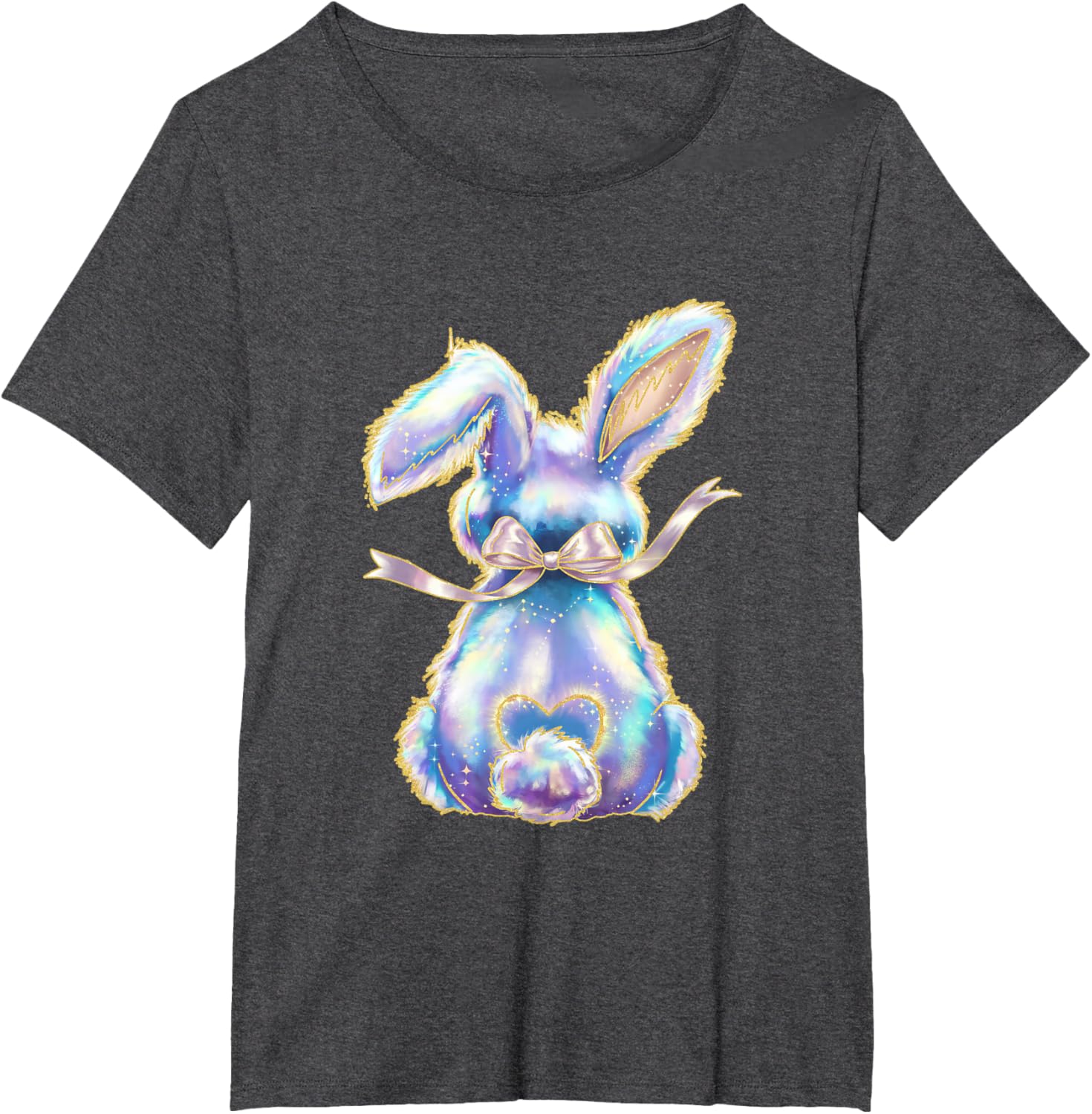 Happy Easter Day Cute Bunny Brushstroke Coquette Bow Girl T-Shirt